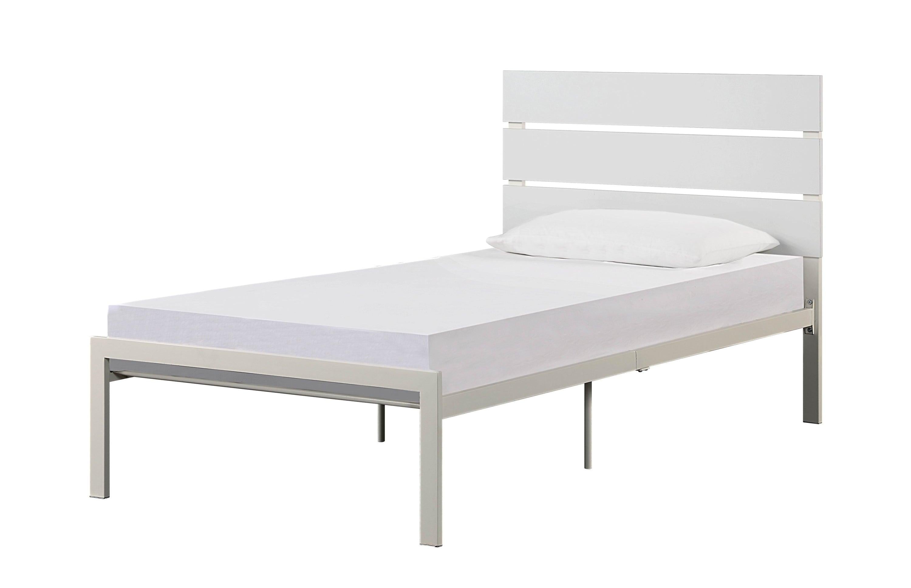 White Metal Frame Twin Size Bed 1pc Casual Style Bedroom Furniture