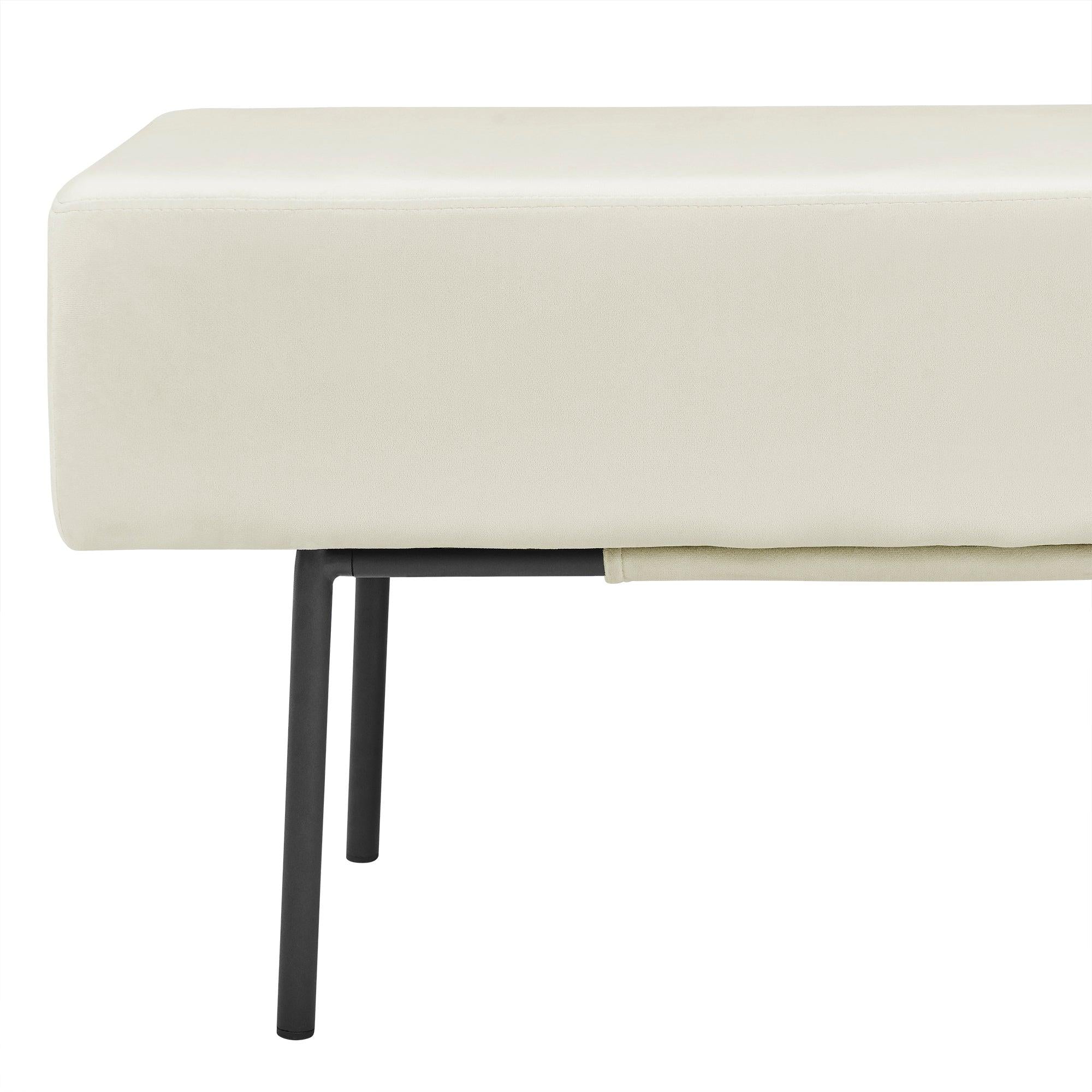 Contemporary Style Bedroom Velvet Upholstered Bench, Beige,( 45'' x13''x 17''）