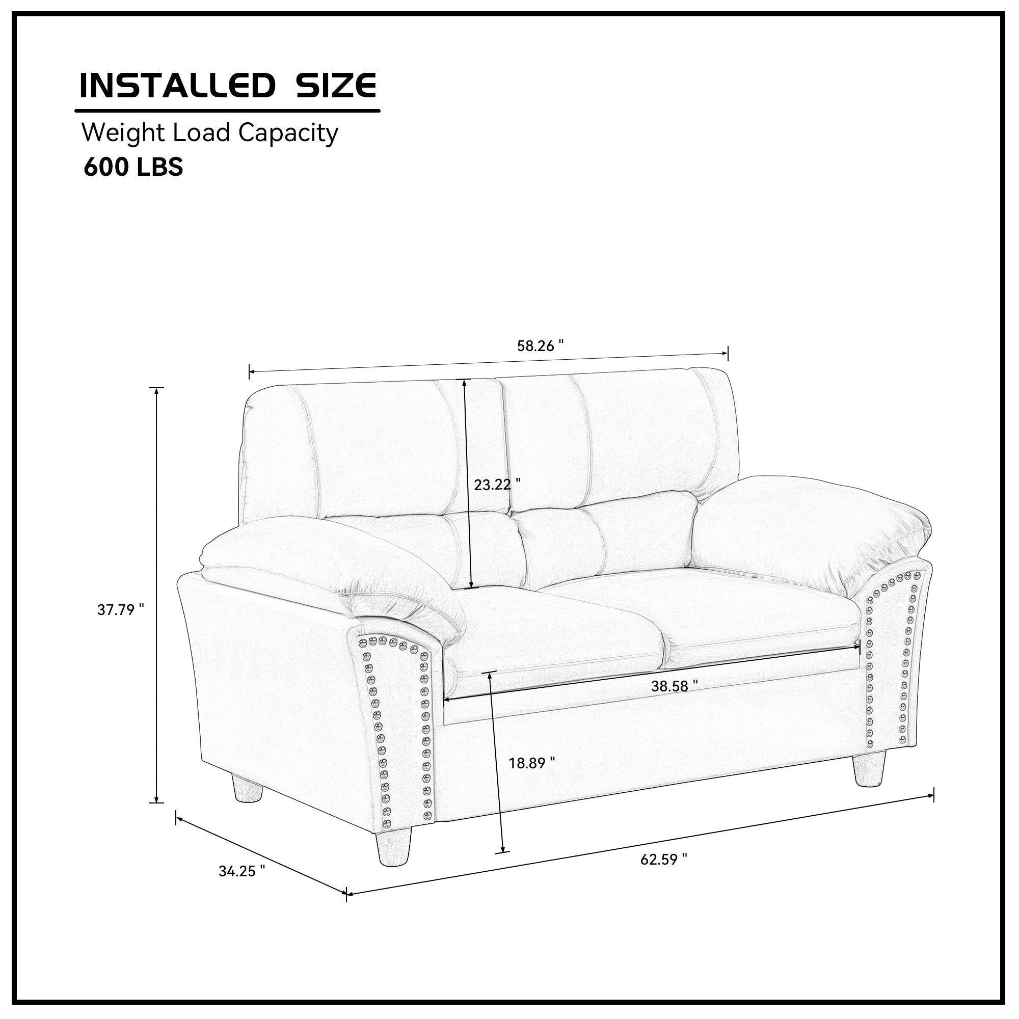 Two Seater Couch Loveseat Sofa Velvet Beige