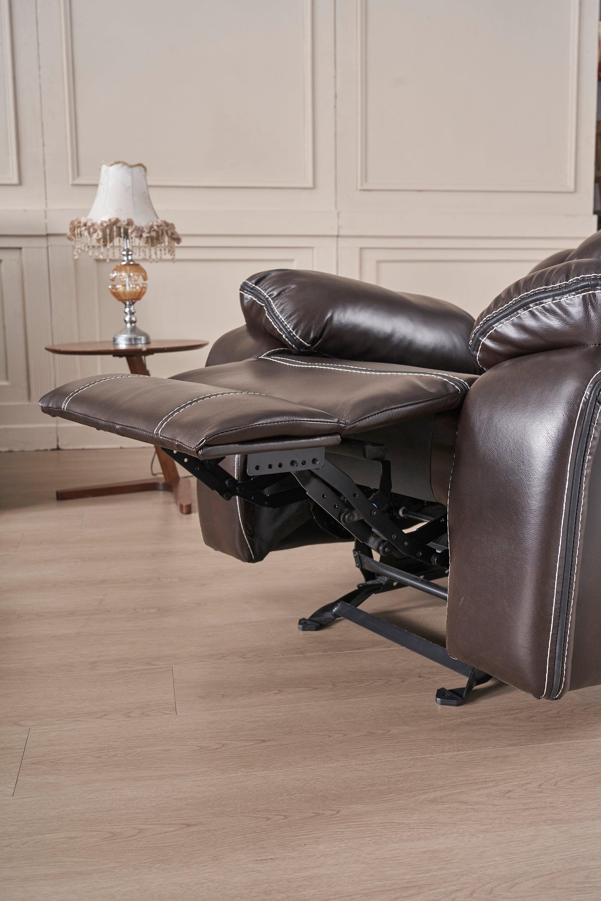 Reclining upholstered manual puller in faux leather, Brown 38.58*38.58*40.16