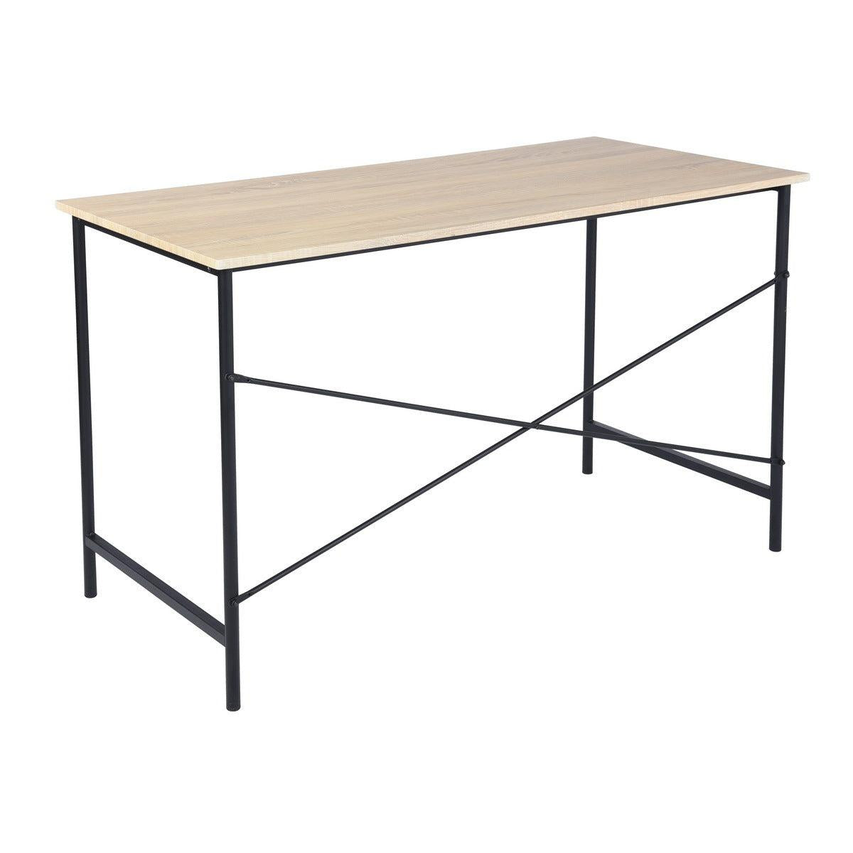 47.2“W x 23.6”D x 29.6“H Metal Frame Home Office Writing Desk - Oak & Black