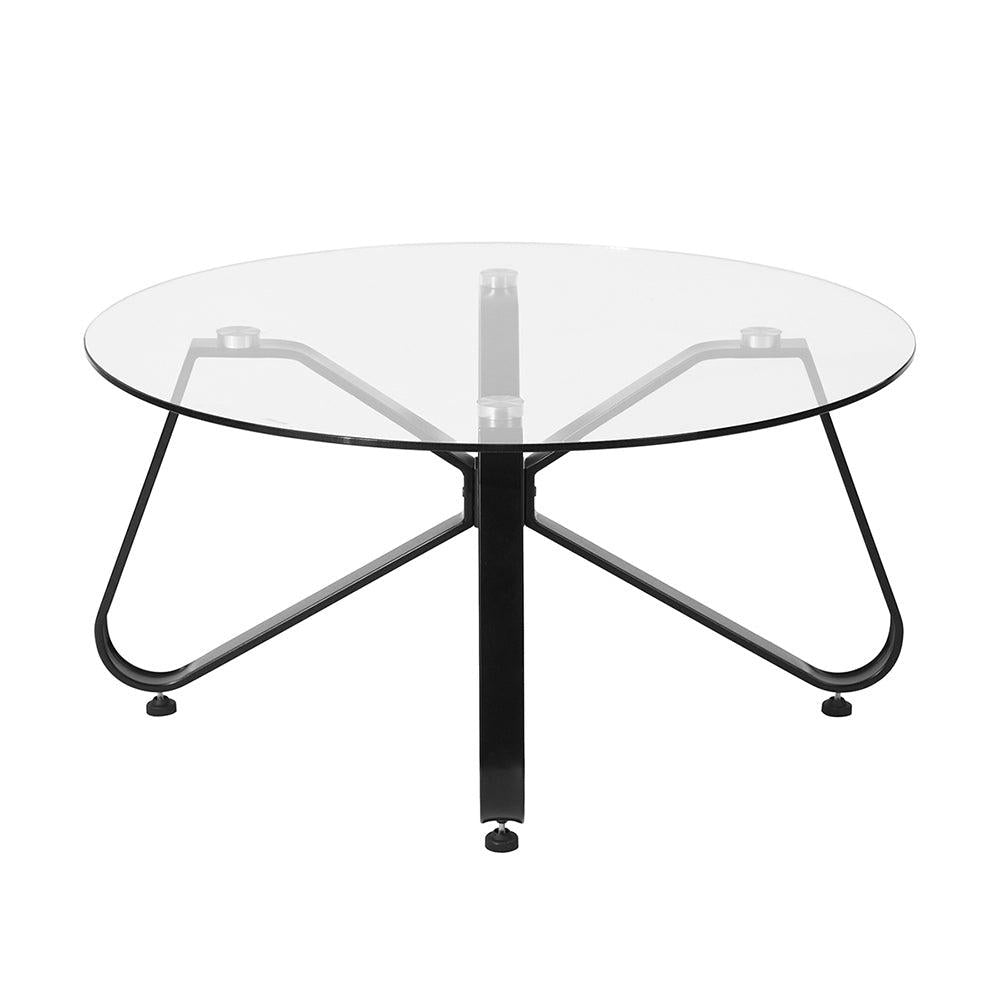 Round Coffee Table for Living Room, 31.5-inchModern Sofa Side End Table with Tempered Glass Top & Metal Legs, Accent Cocktail Tea Table, 31.5 x 31.5 x 15.6 inches, Black