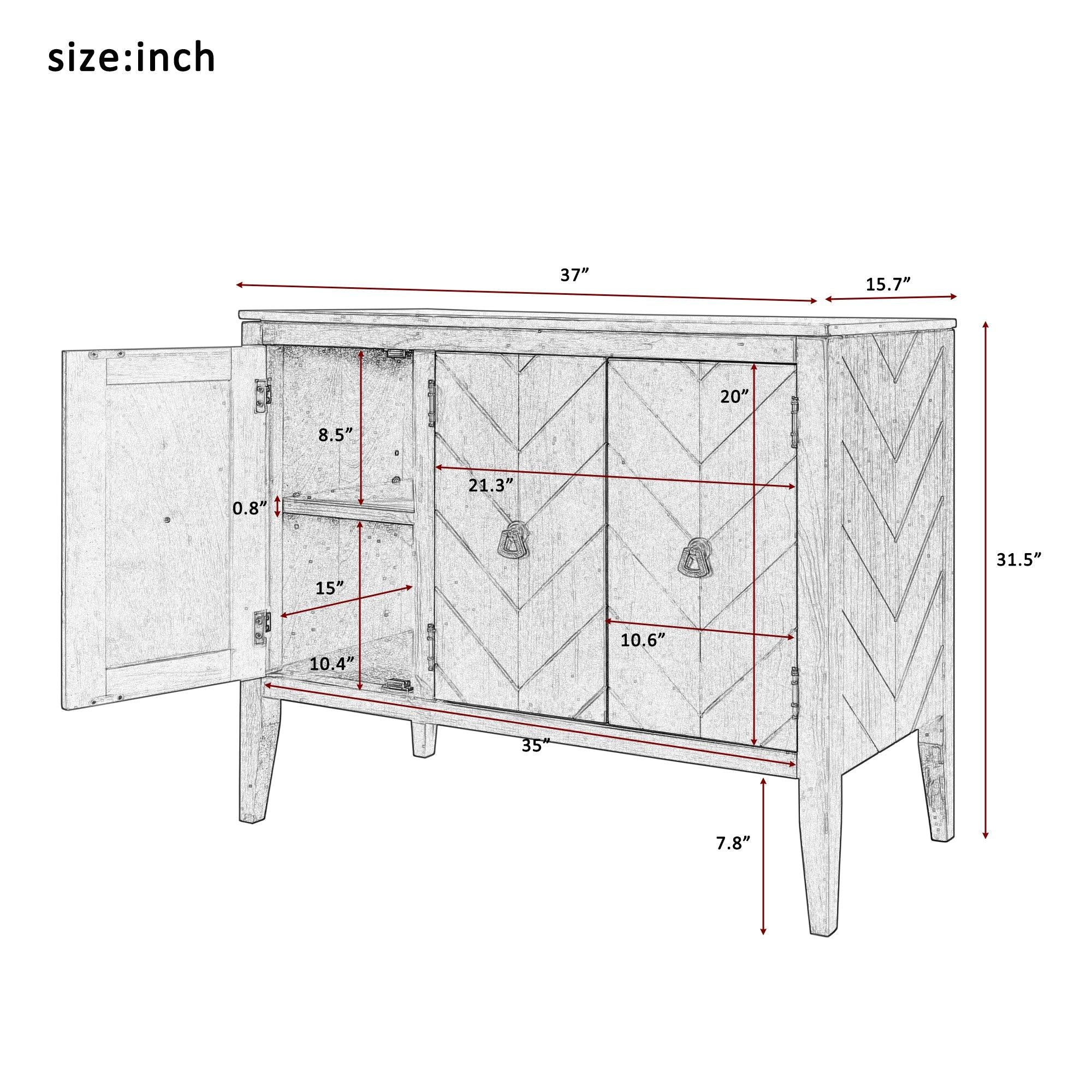 AccentStorage Cabinet Wooden Cabinet with Adjustable Shelf, Antique Gray, Entryway, Living Room, Bedroom