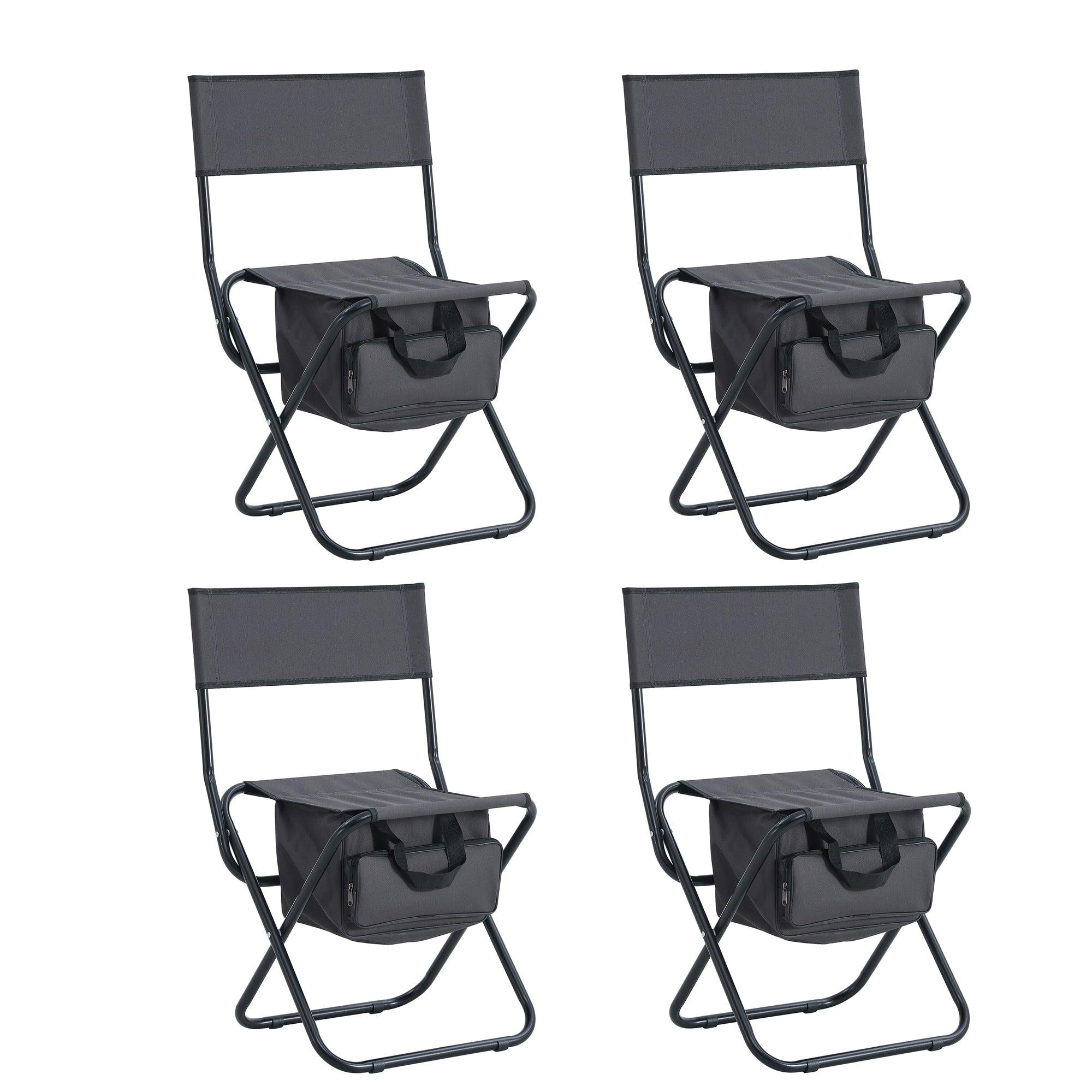 4-piece Folding Outdoor Chair withStorage Bag, Portable Chair for indoor, Outdoor Camping, Picnics and Fishing,Grey