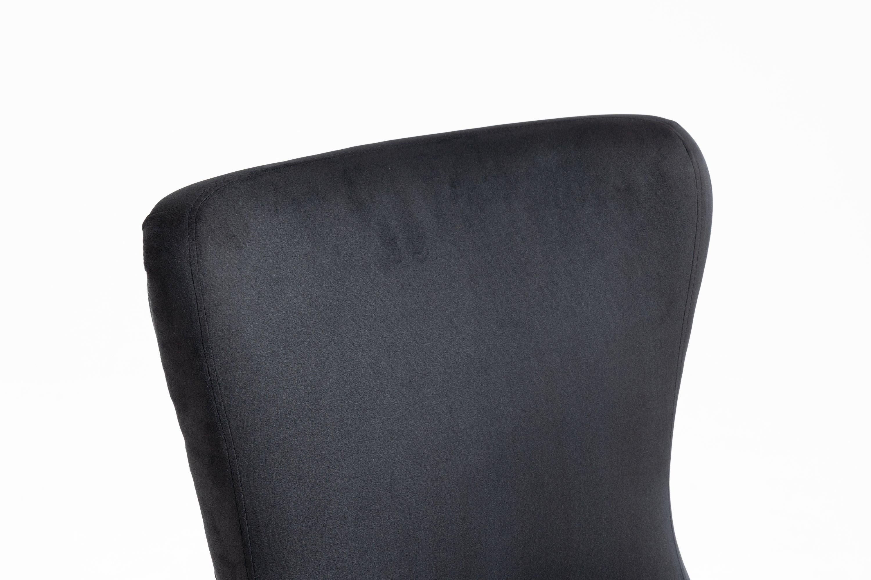 Set of 2 Velvet Upholstered Dining chair with Designed Back and Nailhead trim and Solid Wood Legs BLACK