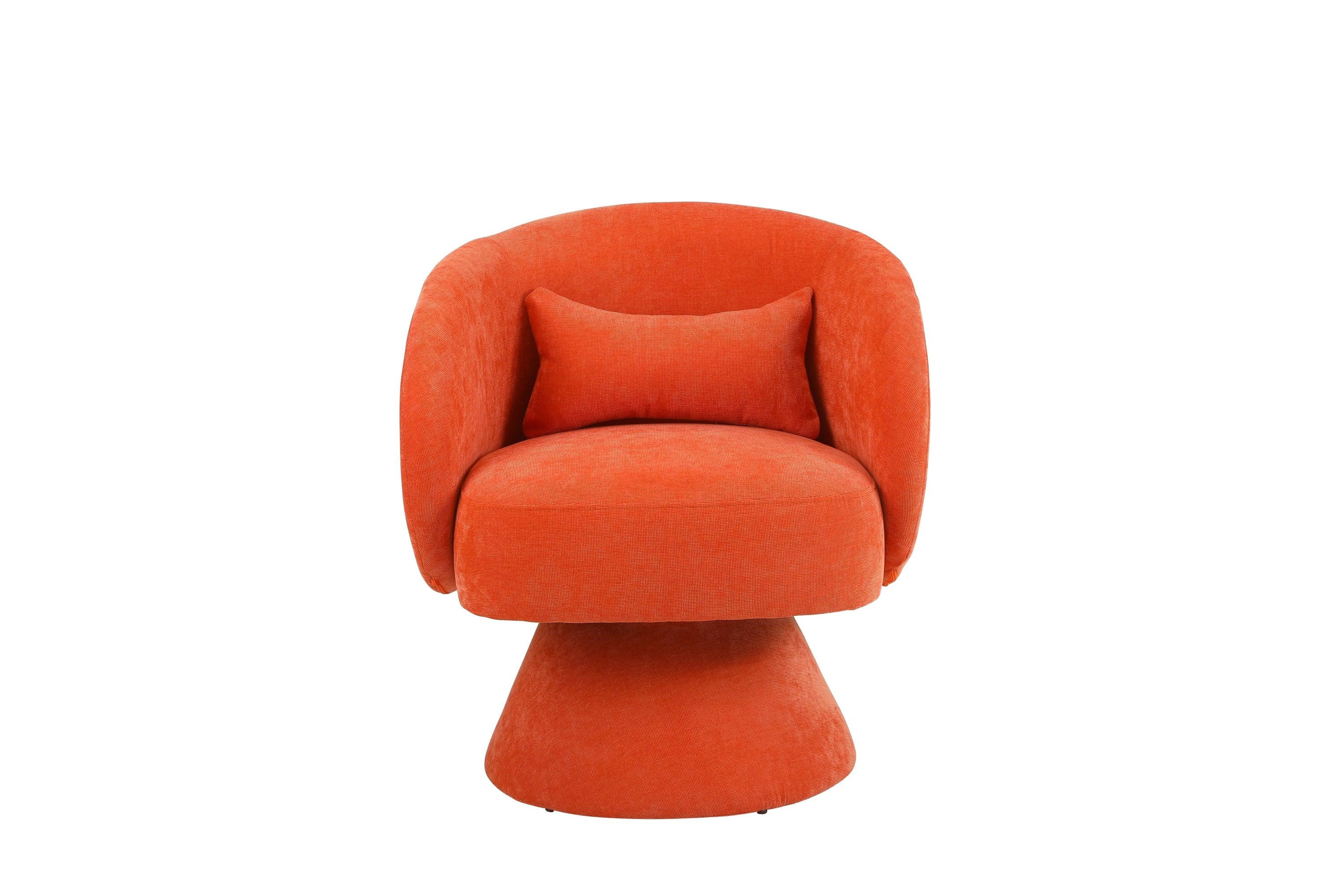 Swivel Accent Chair Armchair, Round Barrel Chair in Fabric for Living Room Bedroom(Orange)