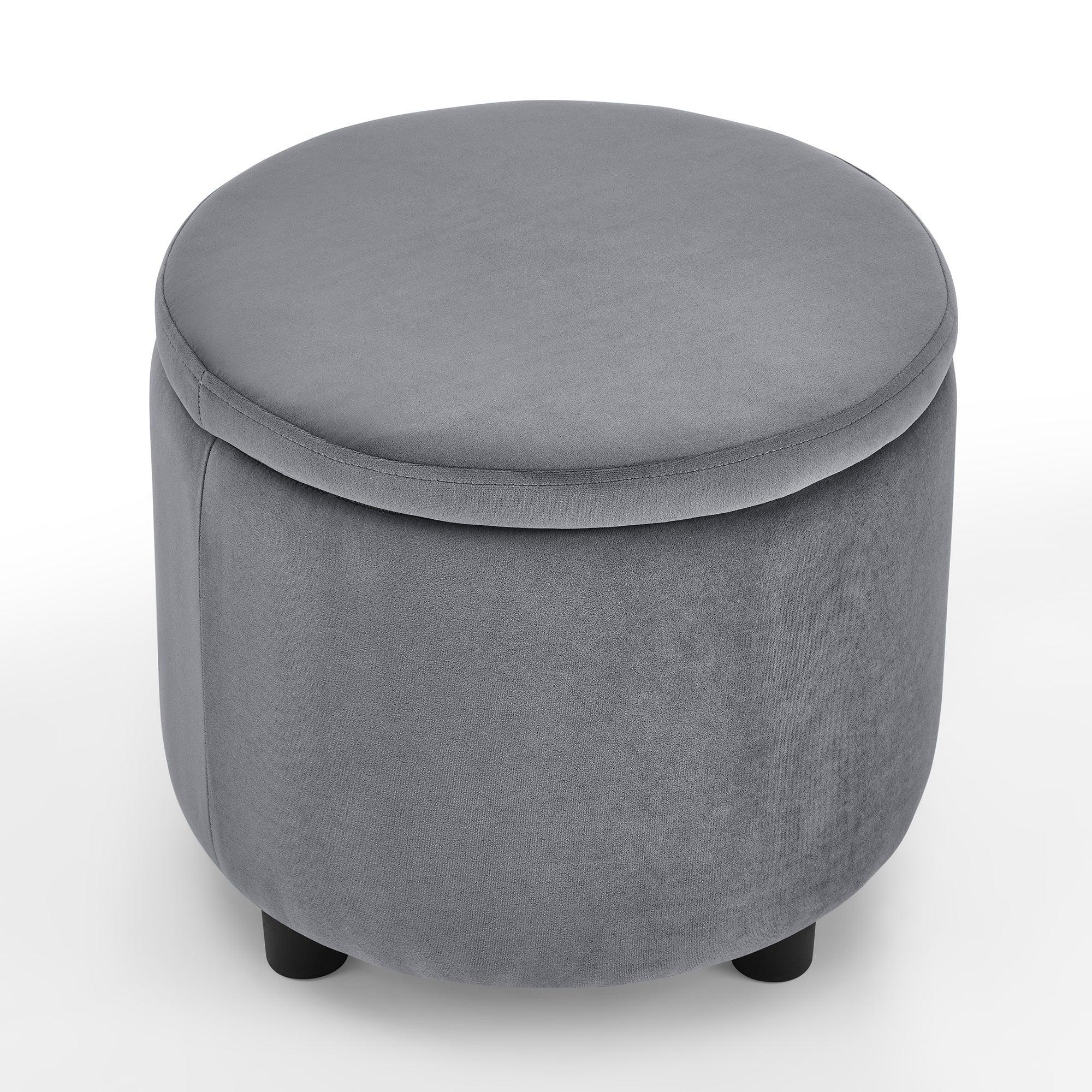 Swviel Barrel Chair with Black Stainless Steel Base, withStorage Ottoman, Velvet, Grey