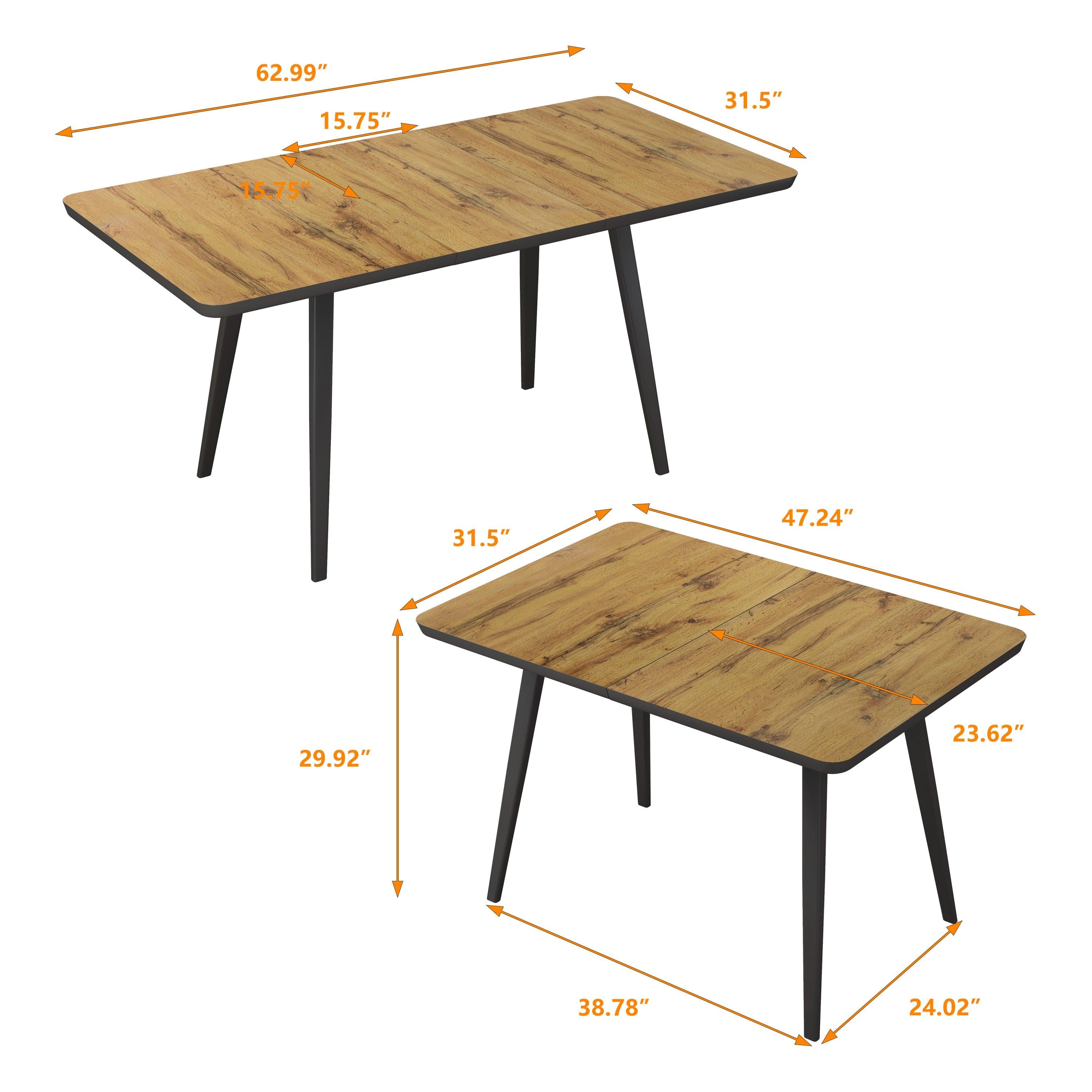 Modern Square Functional Dining Table for Dining Room，Industrial Style，Easy Assembly，Oak