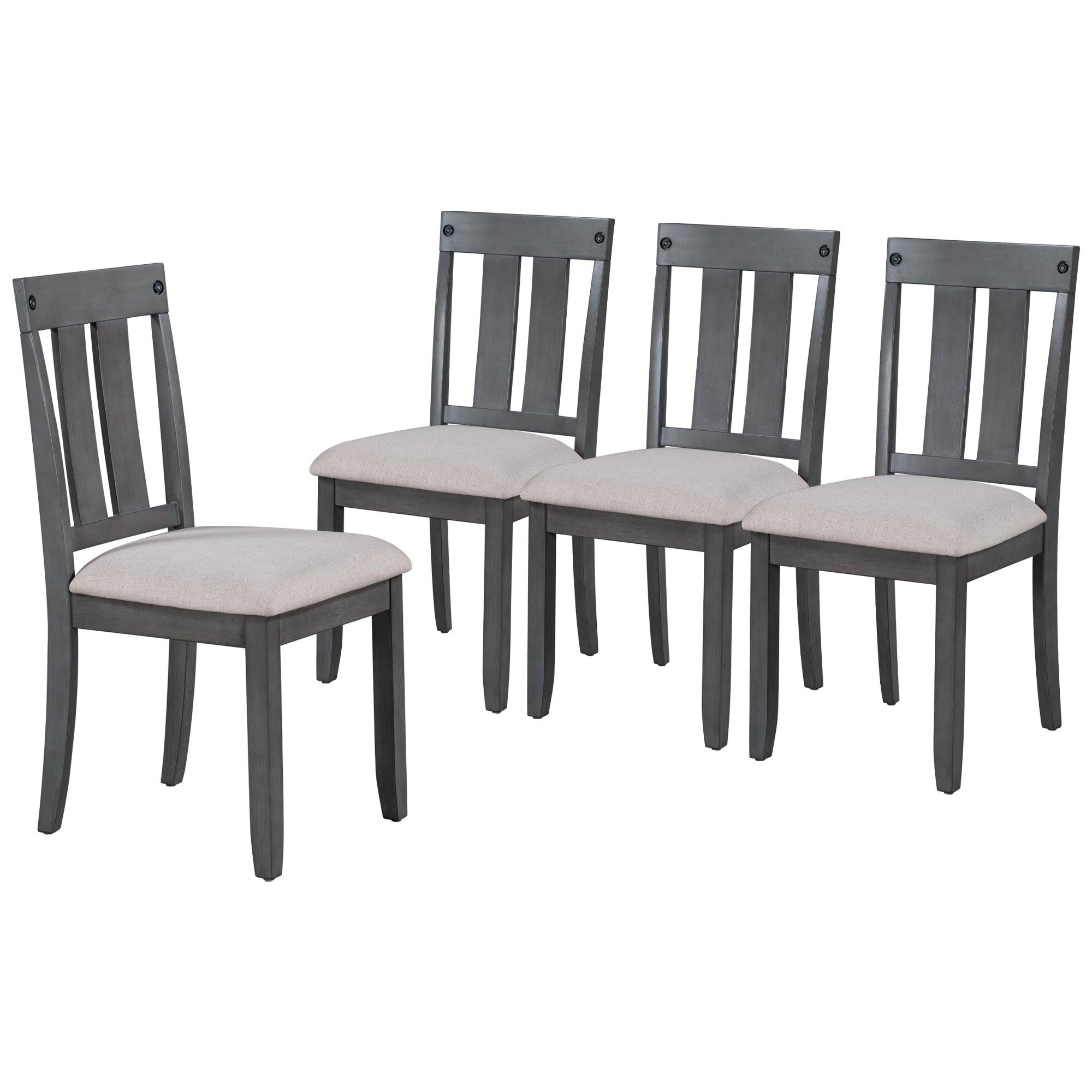 Rustic Farmhouse 6-Piece Wooden Rustic Style Dining Set, Including Table, 4 Chairs & Bench (Gray)