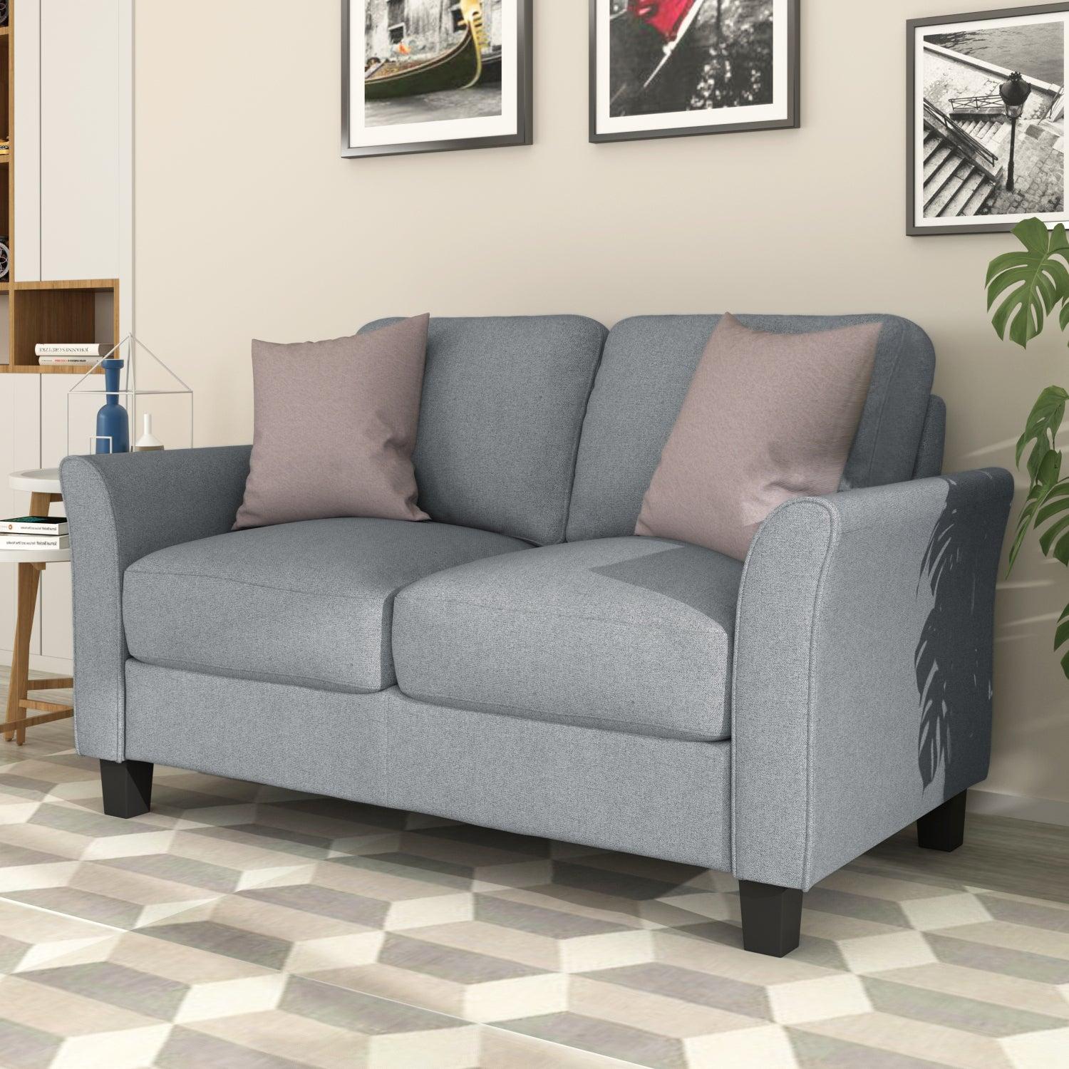 Living Room Furniture Loveseat Sofa and 3-seat  sofa (Gray)