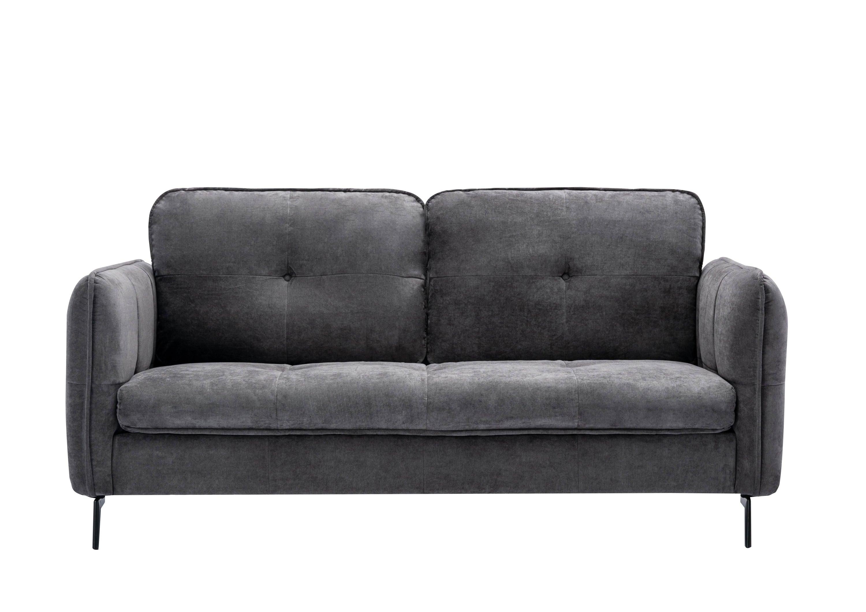 Contemporary Gray Fabric Upholstered 1pc Sofa Button-Tufted and Cushion Seat Black Metal Legs Living Room Furniture