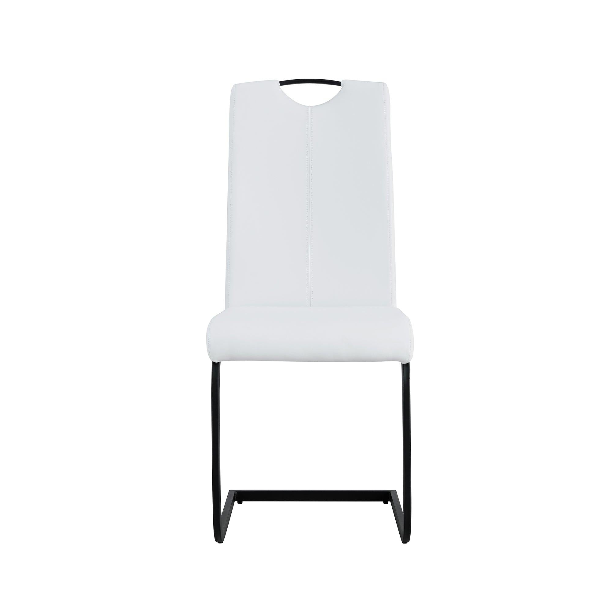 Dining chairs set of 2, White PU ChairModern kitchen chair with metal leg