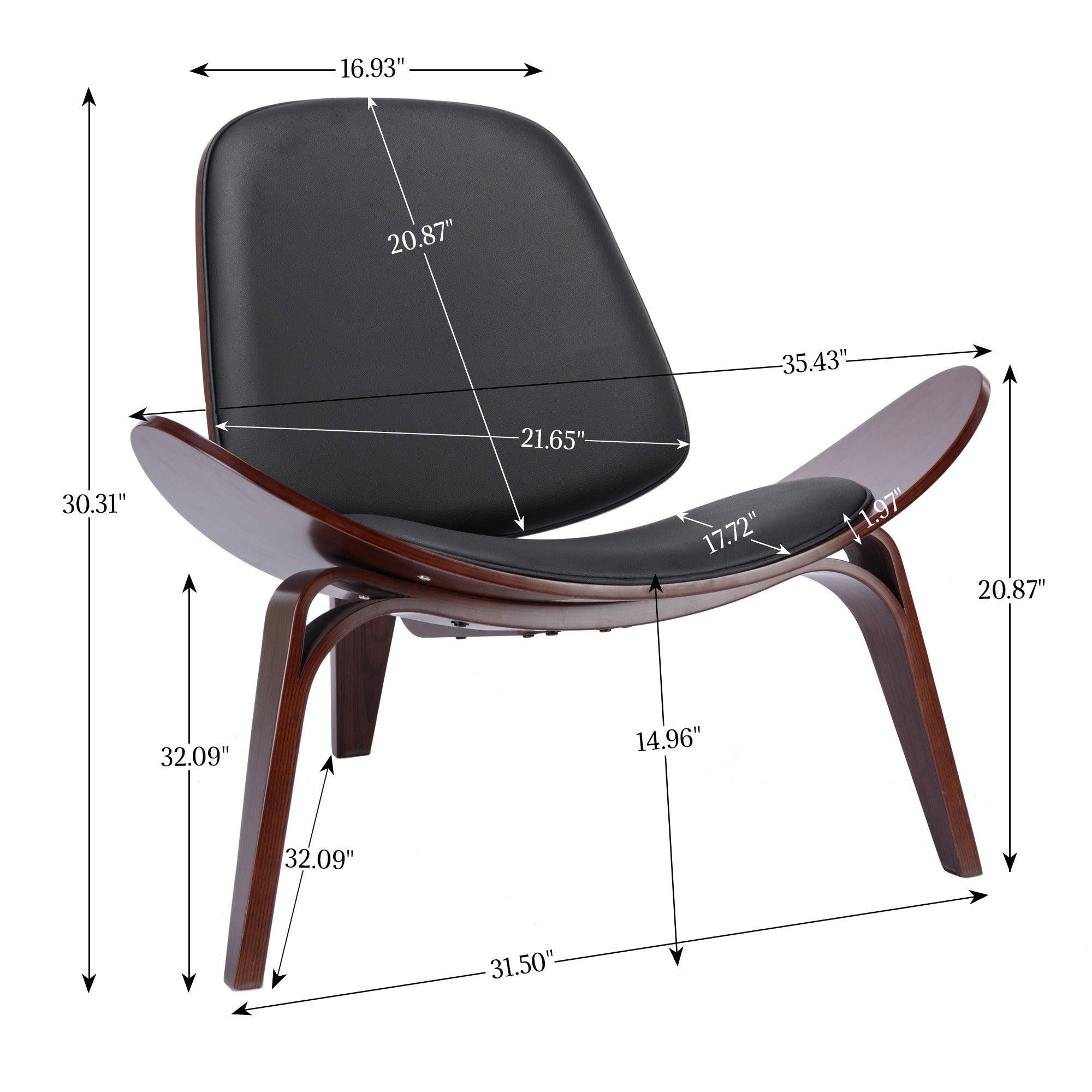 MedievalModern chair, shell leisure chair, artificial leather, tripod classic design chair, suitable for reading chair in living room, bedroom, study and office,set of 1