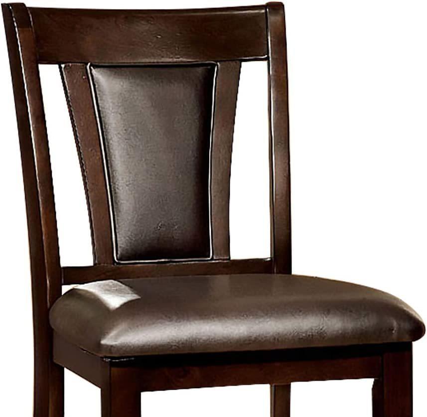 Contemporary Set of 2 Counter Height Chairs Dark Cherry And Espresso Solid wood Chair Padded Leatherette Upholstered Seat Kitchen Dining Room Furniture