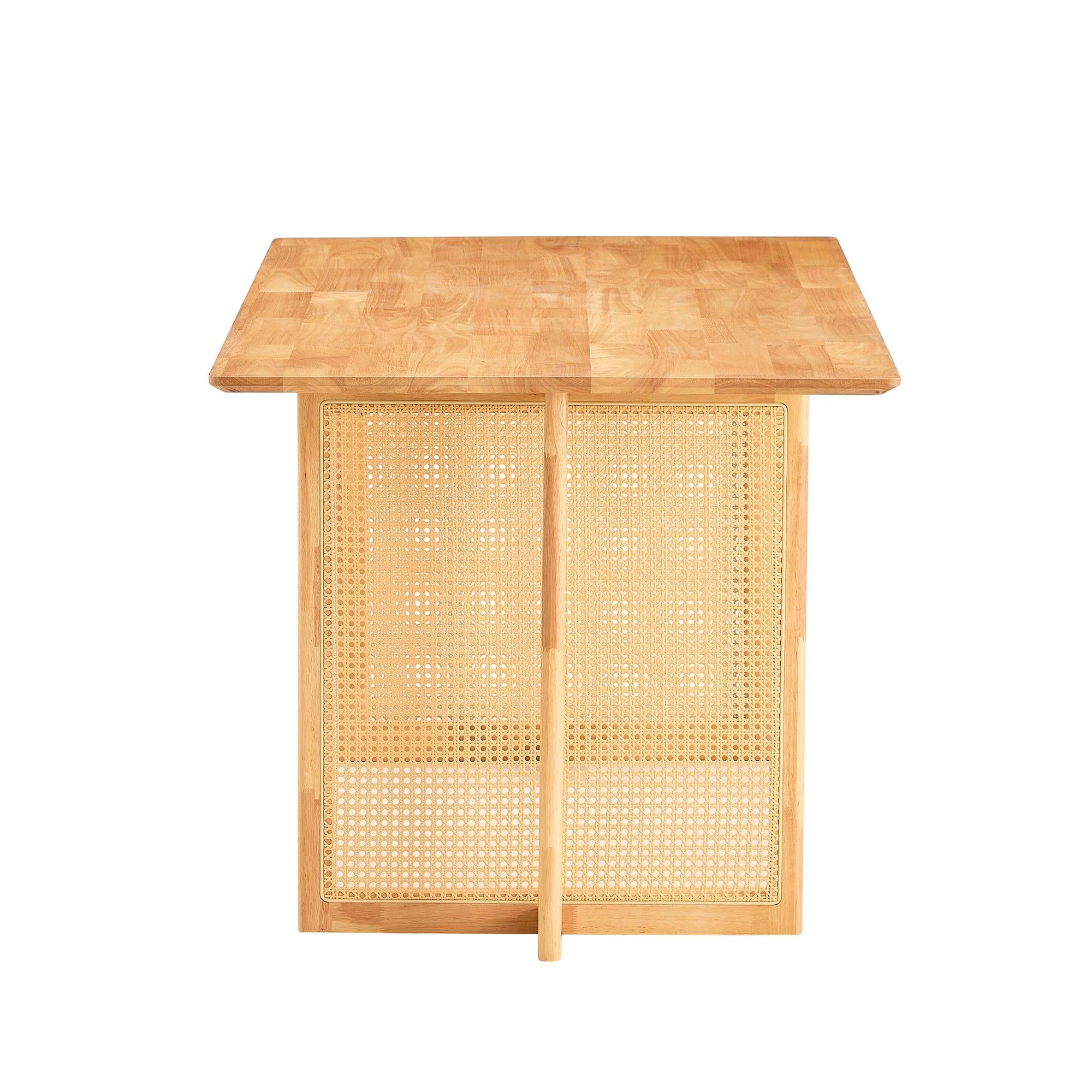 Dining Table.Chinese-style Rural Retro MDF Dining Table, SimpleModern Imitation Rattan Dining Table, Wooden Dining Table, Office Table.Suitable for Dining Room, Living Room and Office