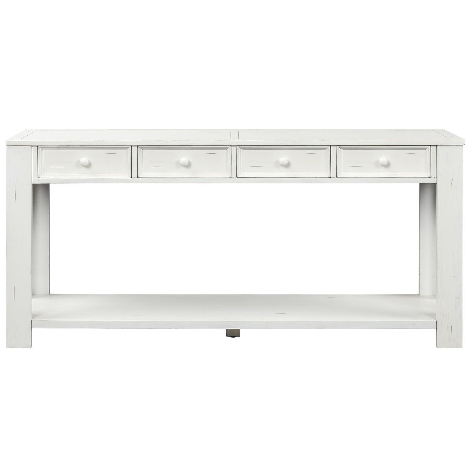 Console Table for Entryway Hallway Sofa Table withStorage Drawers and Bottom Shelf ( Antique White)