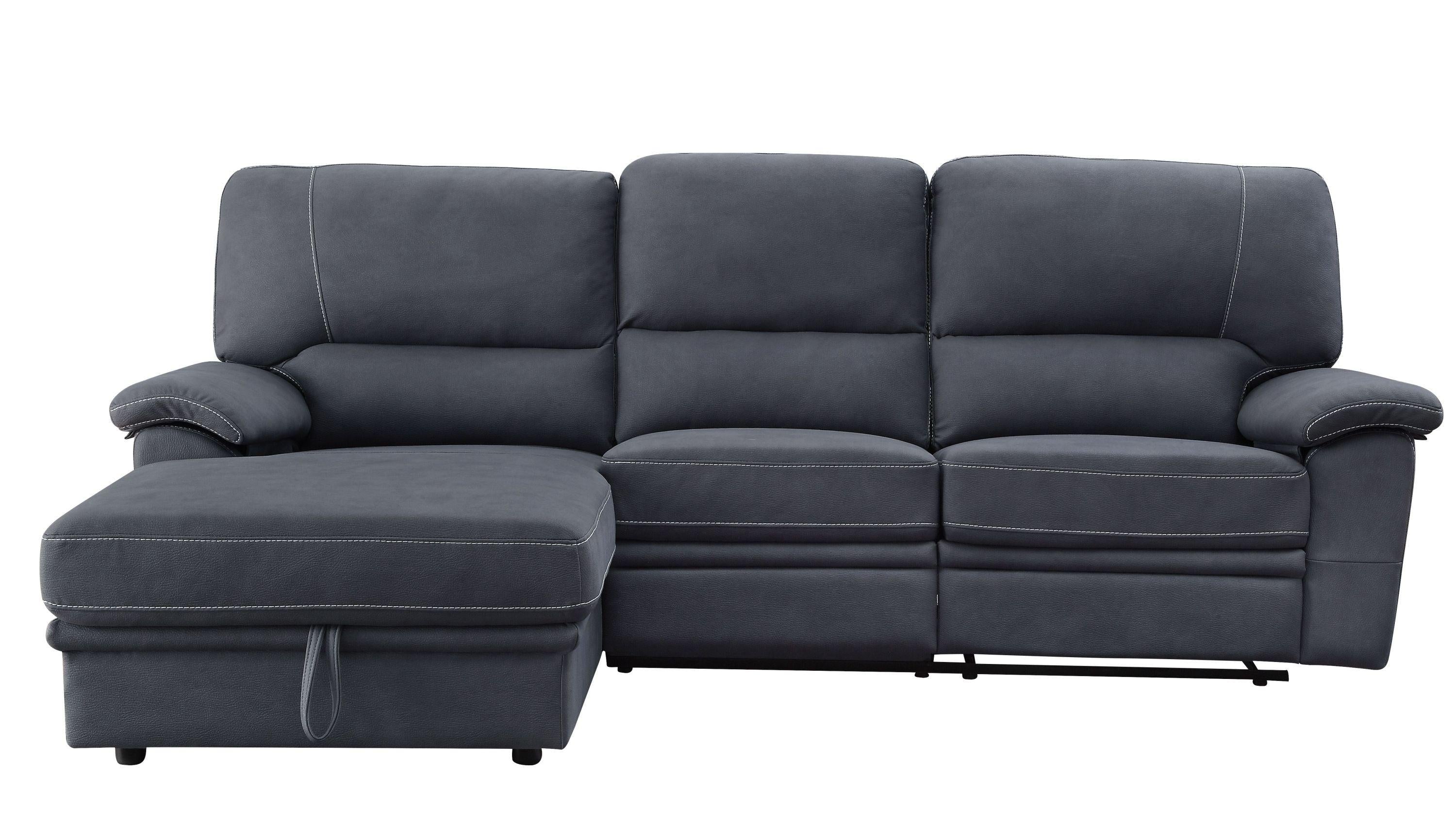 ACME Trifora RecliningStorage Sectional Sofa, Dark Gray Fabric 51605