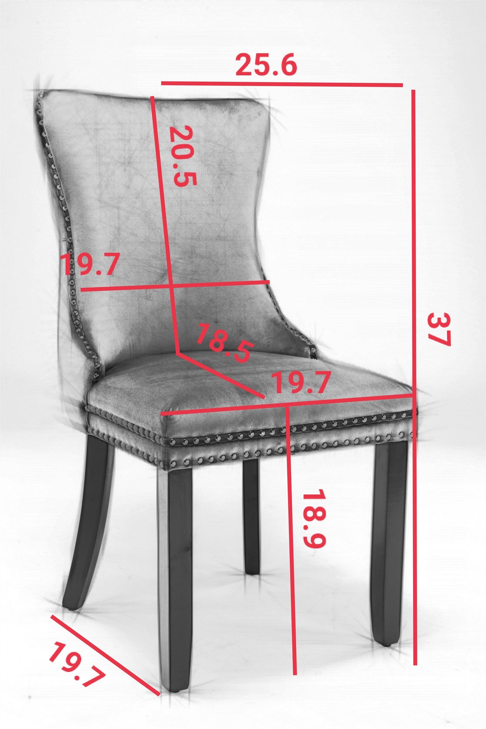 Upholstered Wing-Back Dining Chair with Backstitching Nailhead Trim and Solid Wood Legs,Set of 2, Black,8809BK, KD