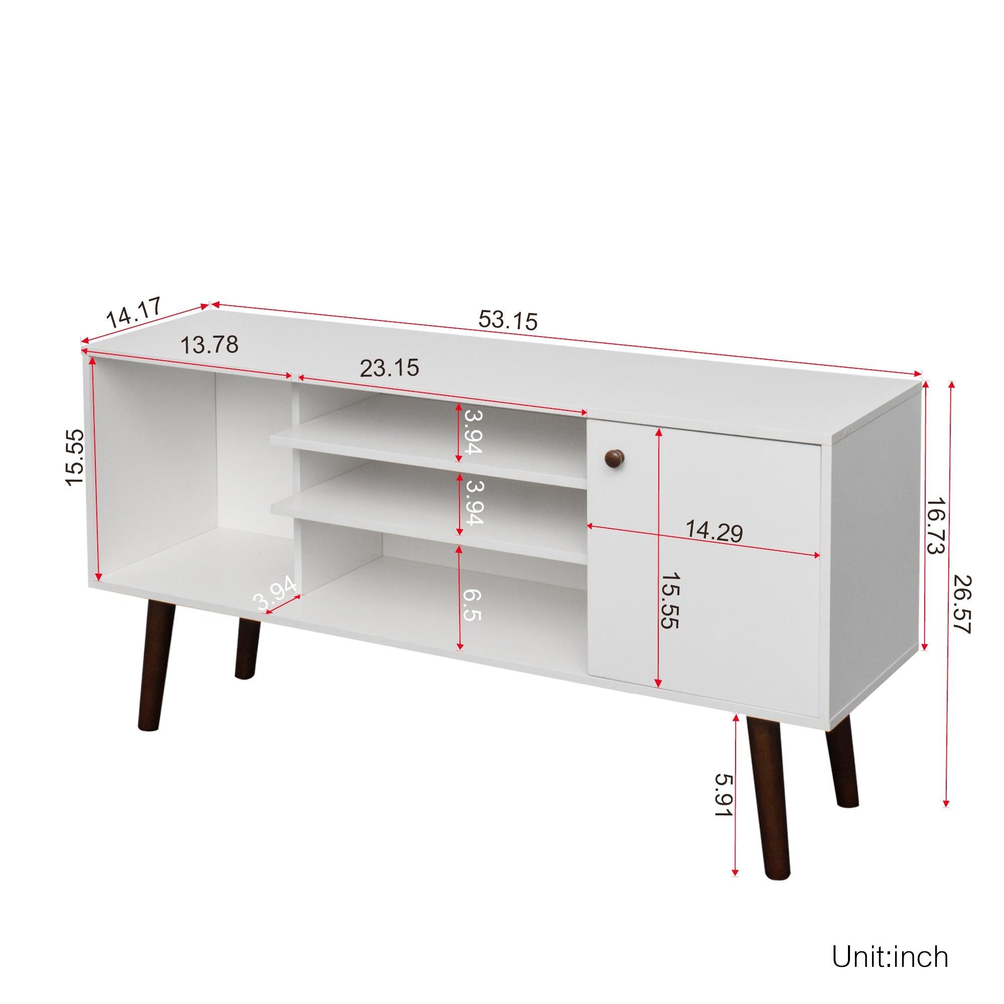 TV Stand Use in Living Room Furniture with 1Storage and 2 shelves Cabinet, high quality particle board,White