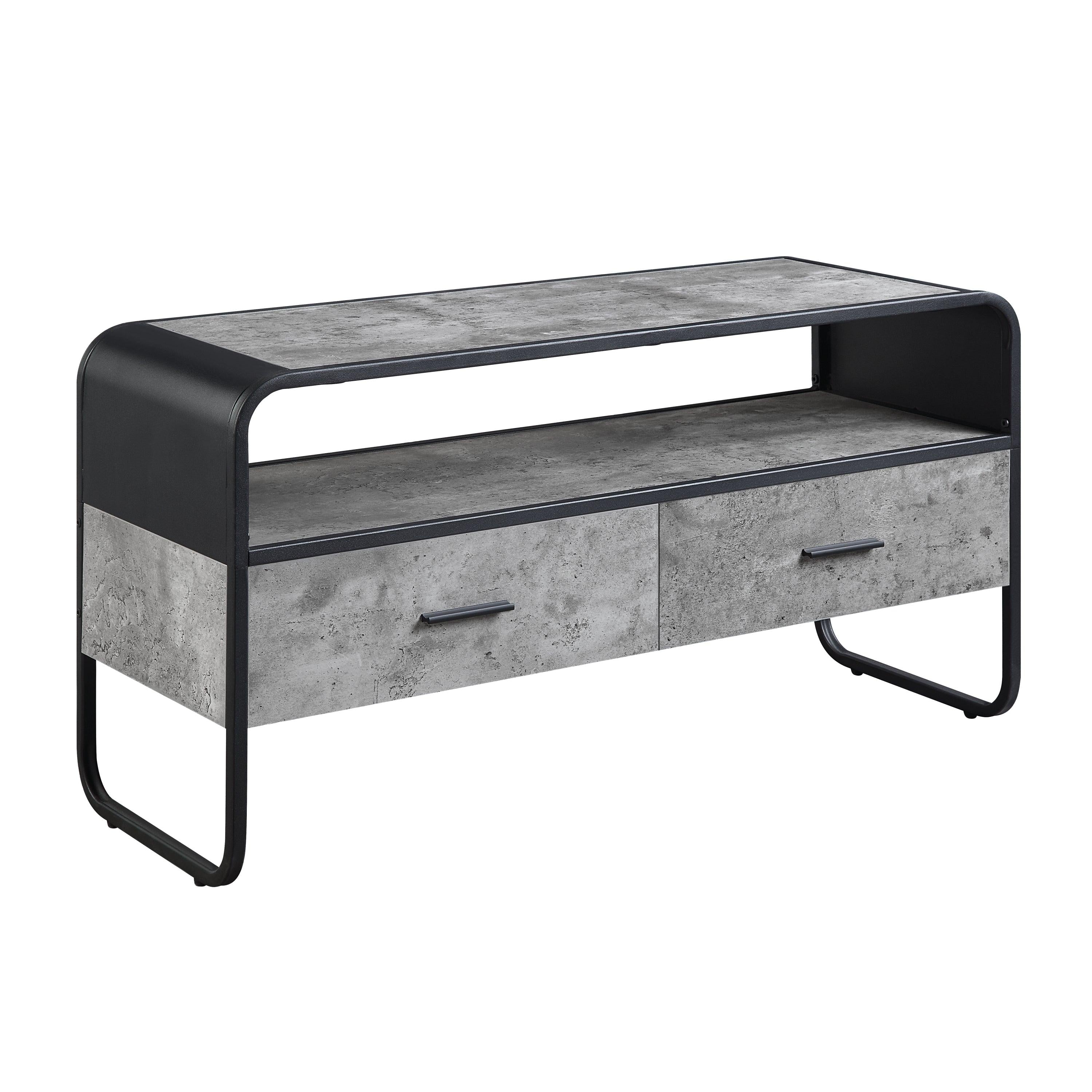 ACME Raziela TV Stand, Concrete Gray & Black Finish LV01143