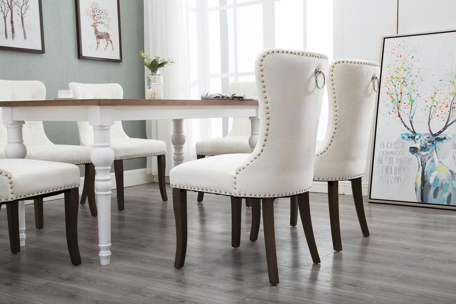 Dining Chair Tufted Armless Chair Upholstered Accent Chair,Set of 2 (Cream)