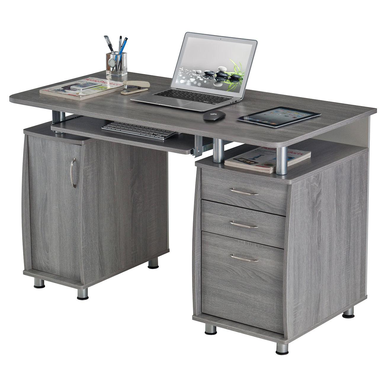 Techni Mobili Complete Workstation Computer Desk withStorage, Grey