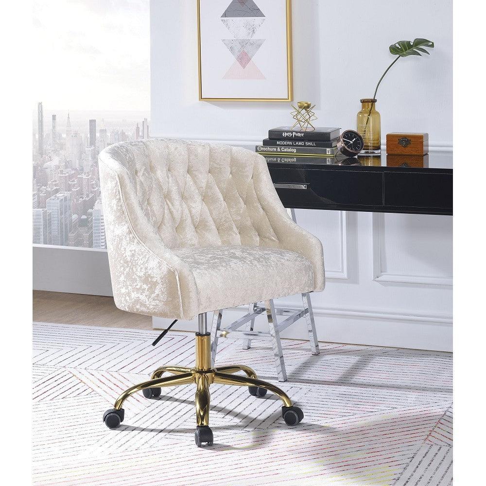 ACME Levian Office Chair in Vintage Cream Velvet & Gold 92517 image