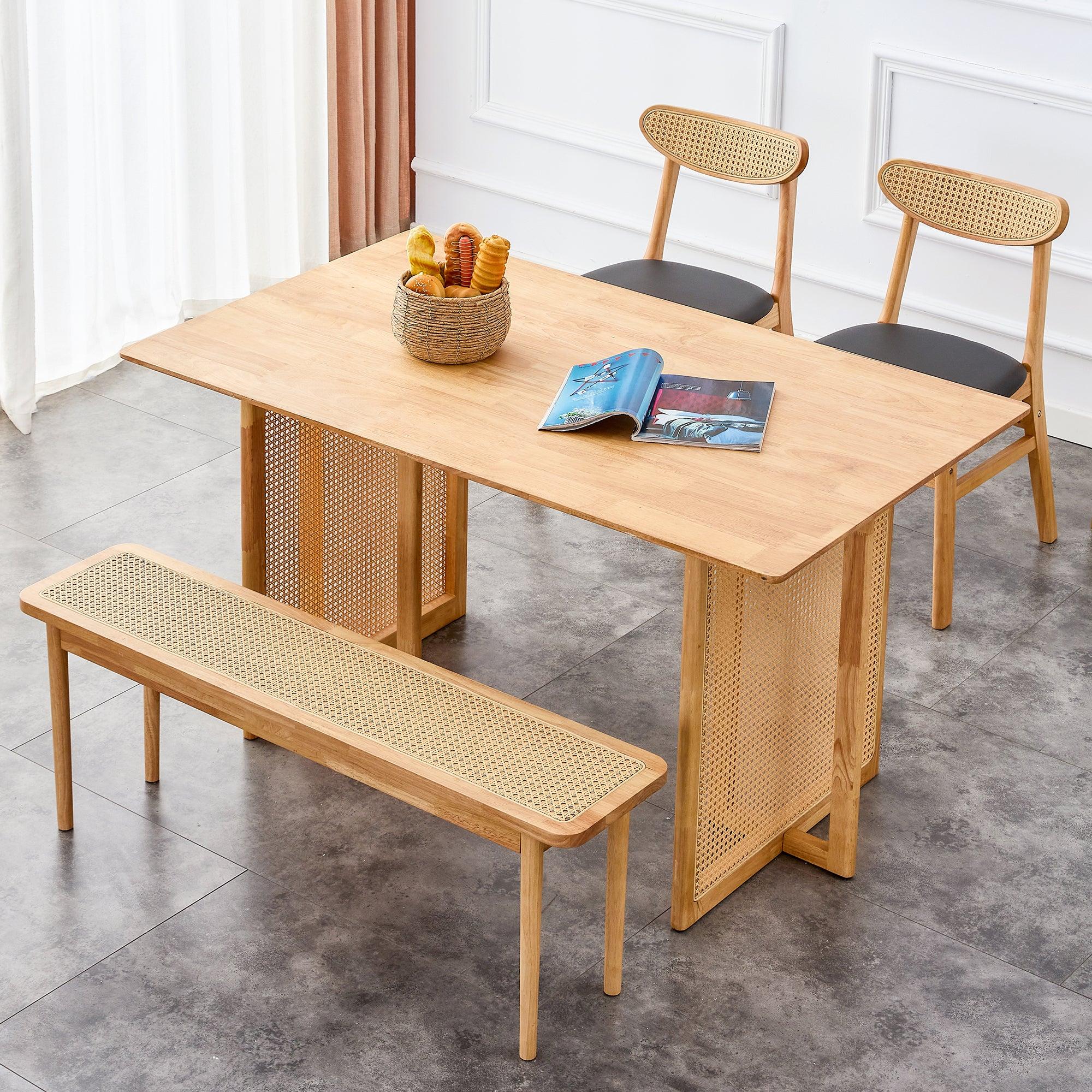 Dining Table.Chinese-style Rural Retro MDF Dining Table, SimpleModern Imitation Rattan Dining Table, Wooden Dining Table, Office Table.Suitable for Dining Room, Living Room and Office