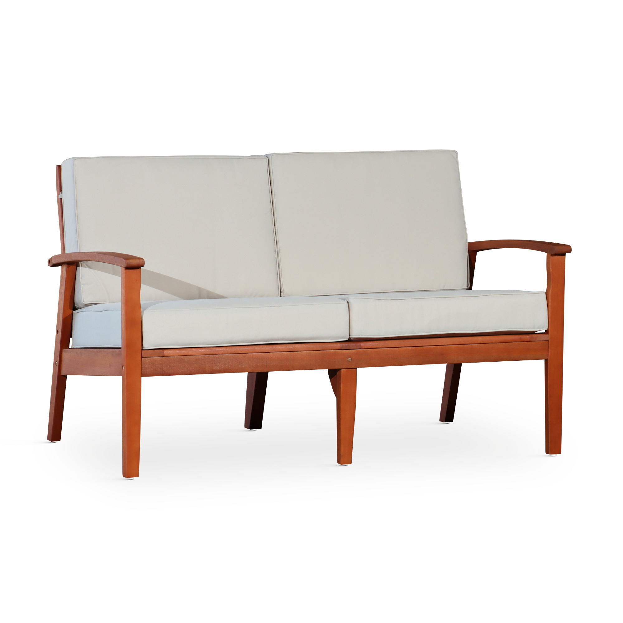 Eucalyptus Loveseat with Cushions, Natural Oil Finish, Sand Cushions image