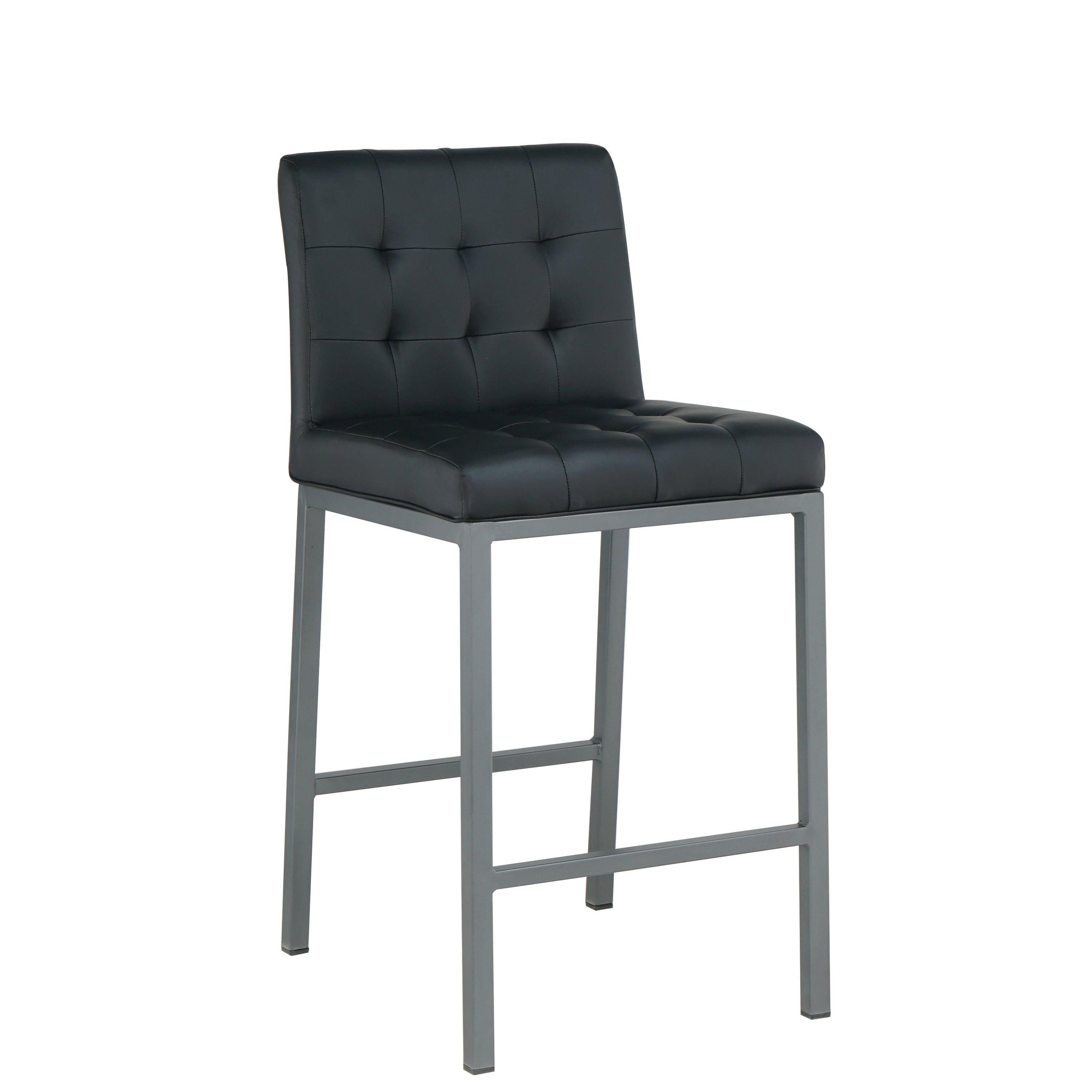 CheapModern Design High Counter Stool metal legs Kitchen Restaurant black pu Bar Chair(set of 2)