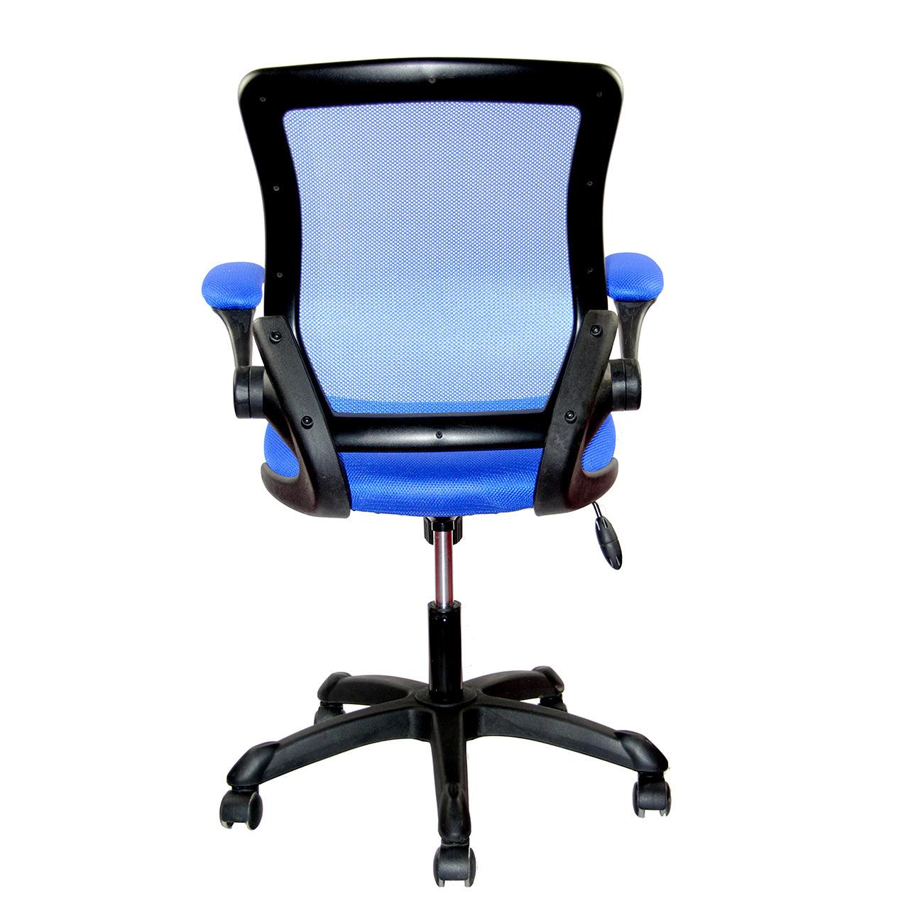 Techni Mobili Mesh Task Office Chair with Flip Up Arms, Blue