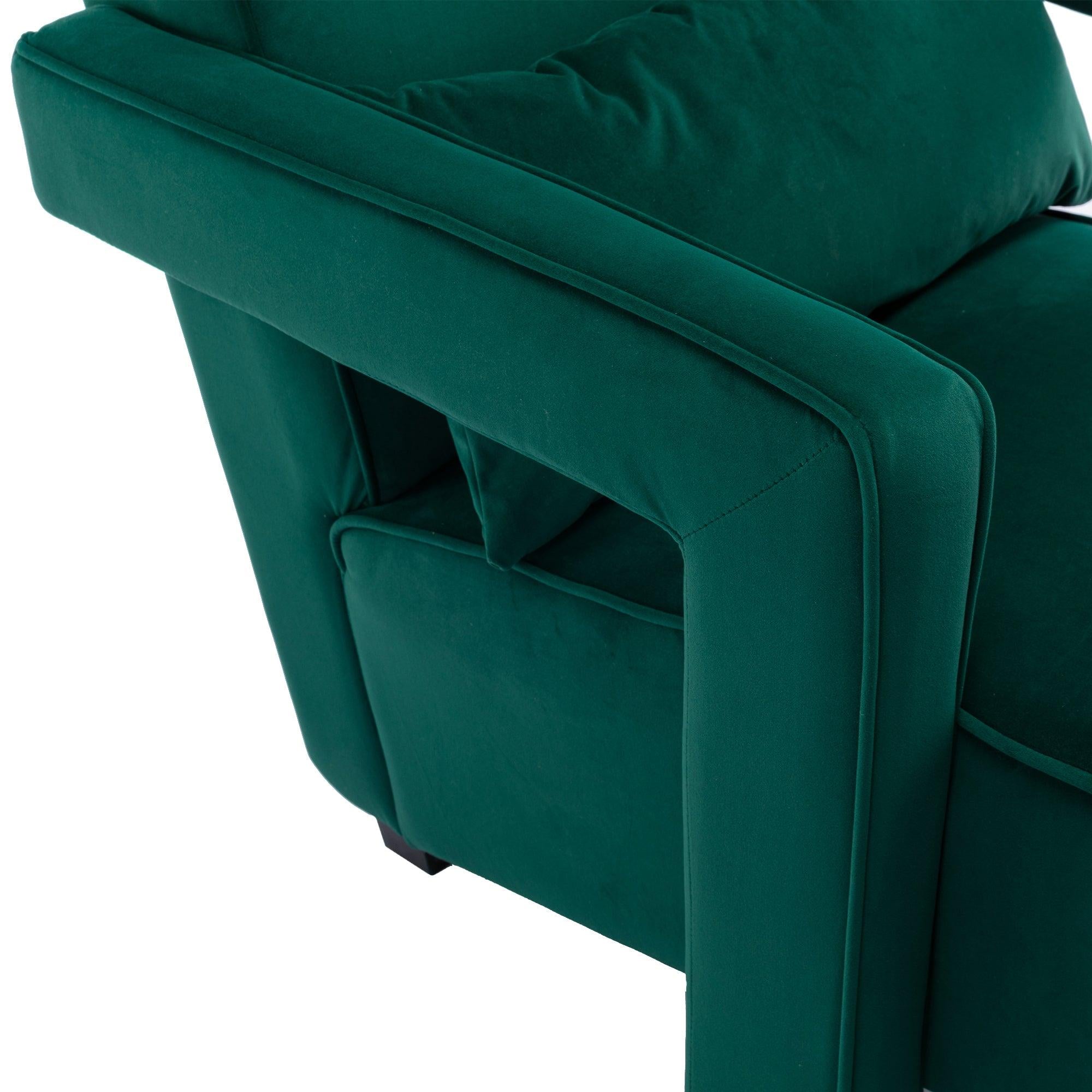 Modern  Velvet Open Back Upholstered Armchair with Pillow