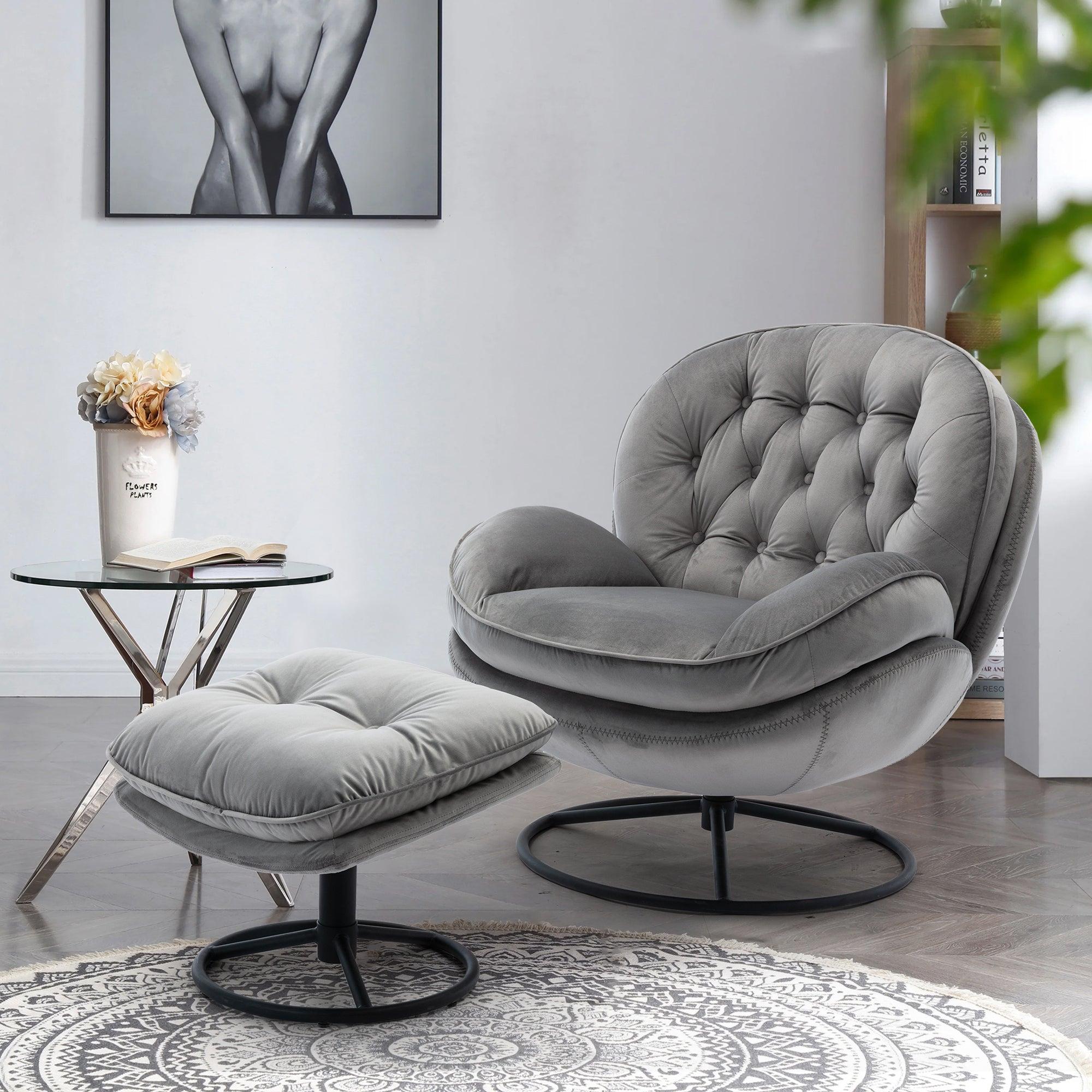 Accent chair  TV Chair  Living room Chair Grey with ottoman image