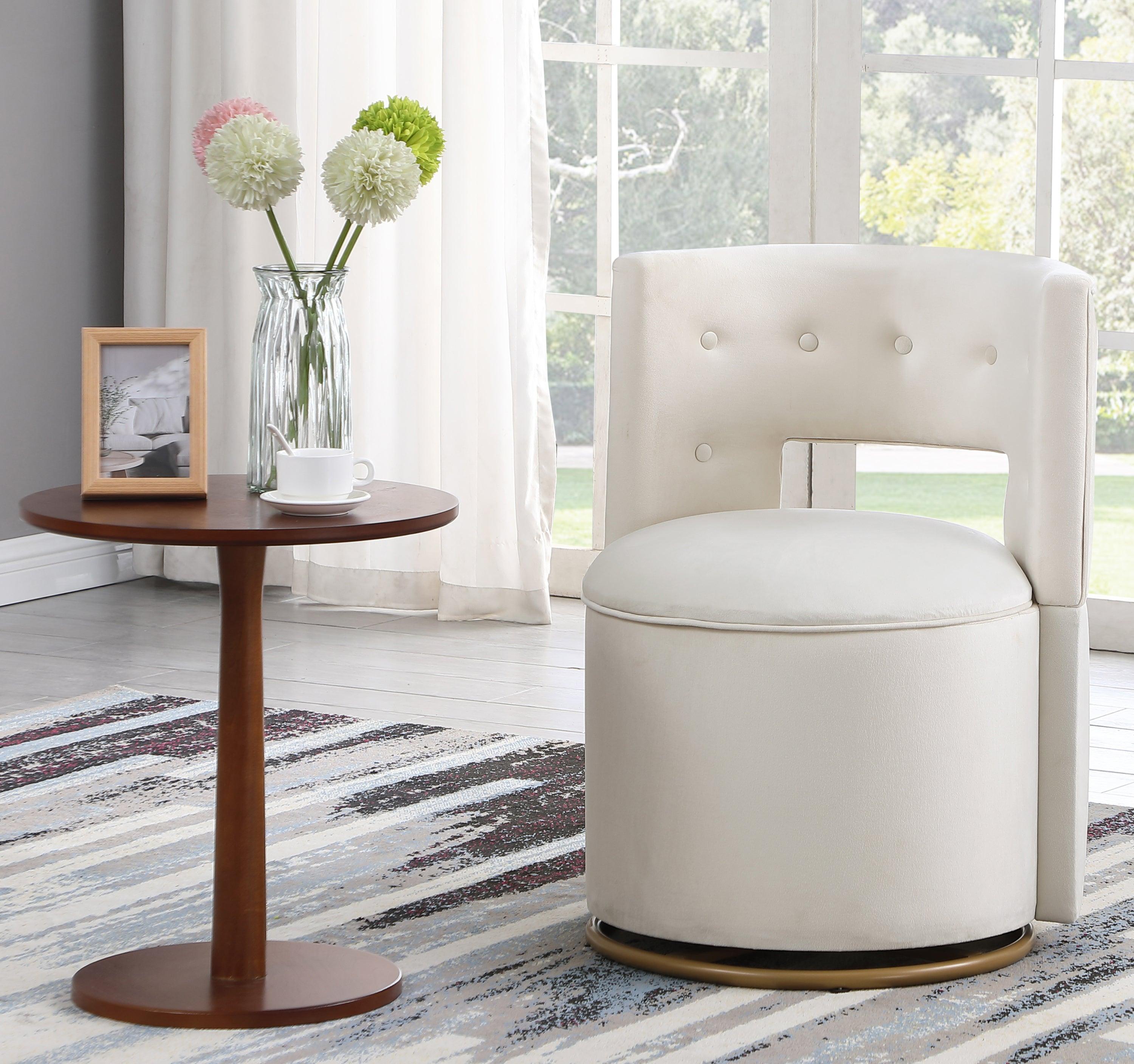 360° Swivel Accent Chair withStorage Function, Velvet Curved Chair with Gold Metal Base for Living Room, Nursery, Bedroom