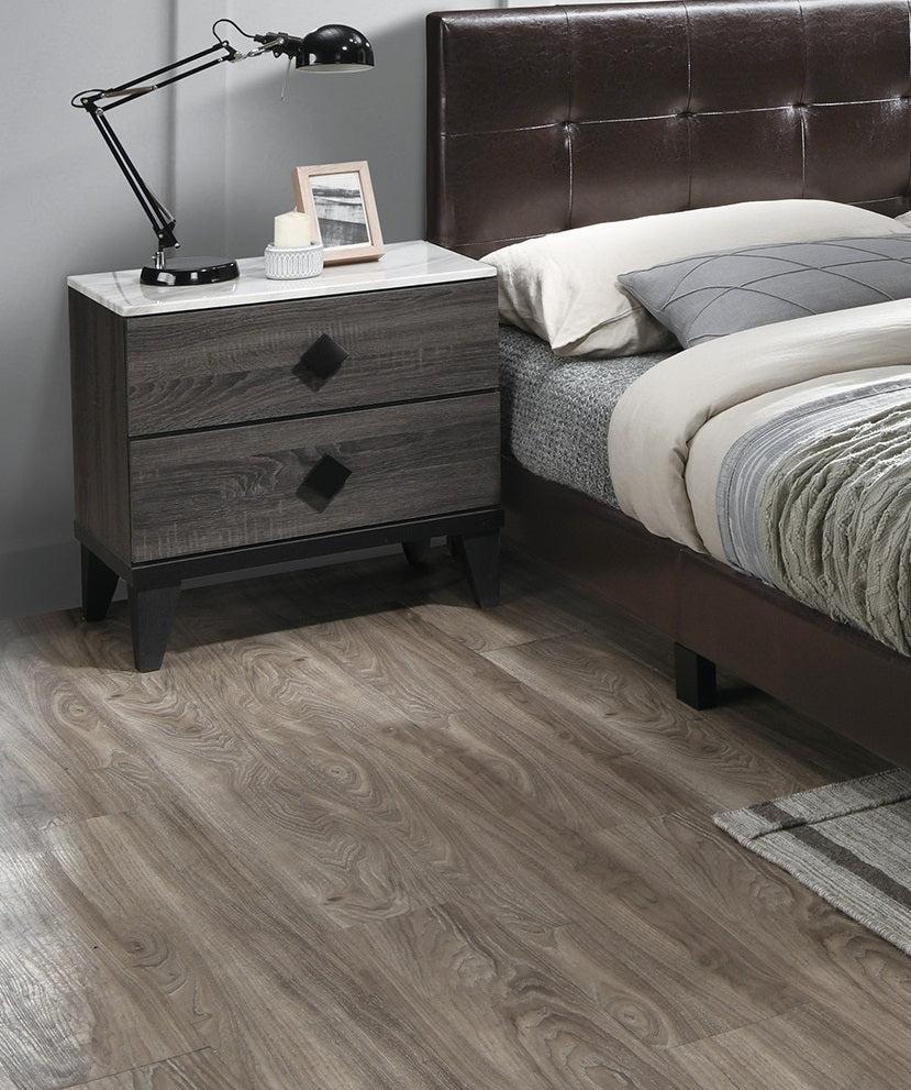 Bedroom Furniture Contemporary Look Grey Color Nightstand Drawers Bed Side Table plywood image