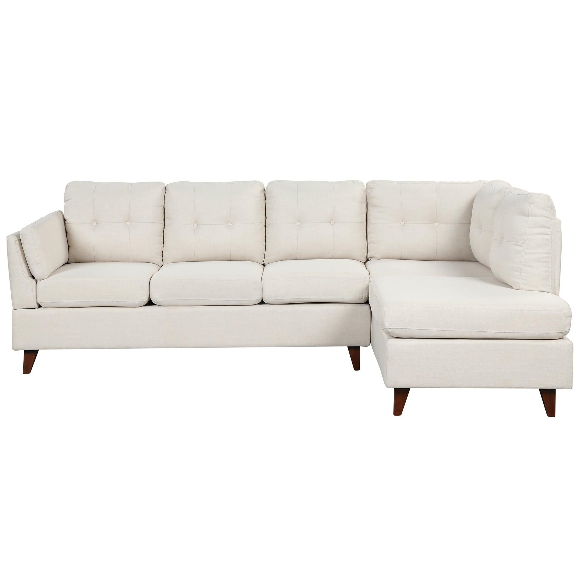 97.2"Modern Linen Fabric Sofa, L-Shape Couch with Chaise Lounge,Sectional Sofa with one Lumbar Pad,Beige