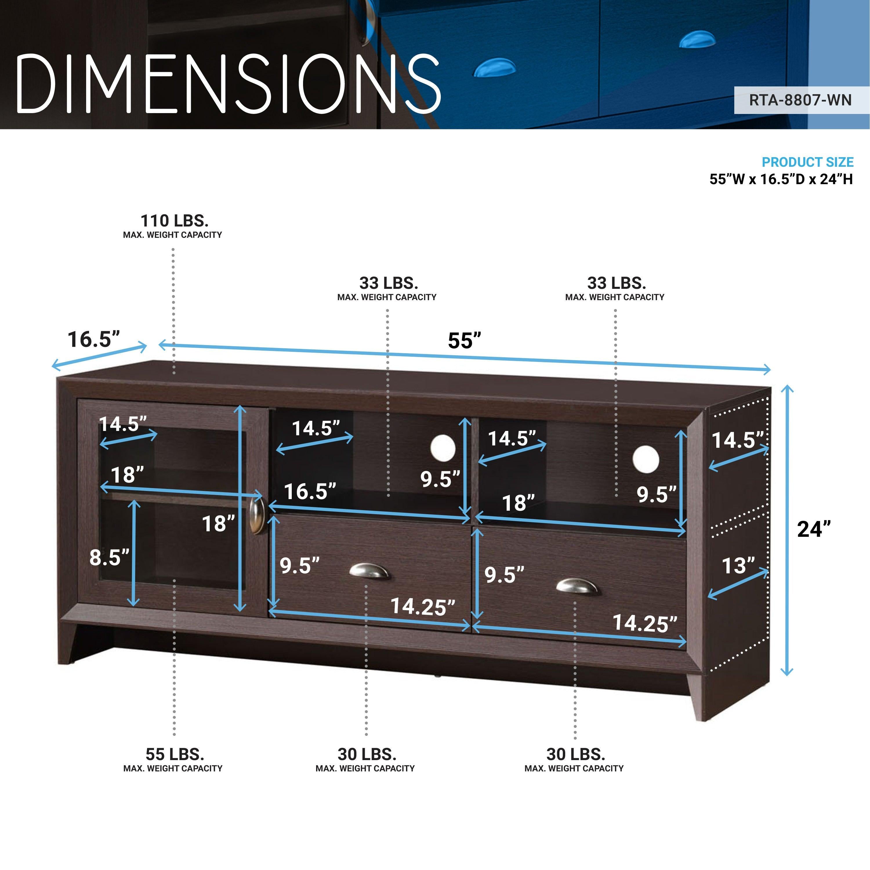 Techni MobiliModern TV Stand withStorage for TVs Up To 60", Wenge