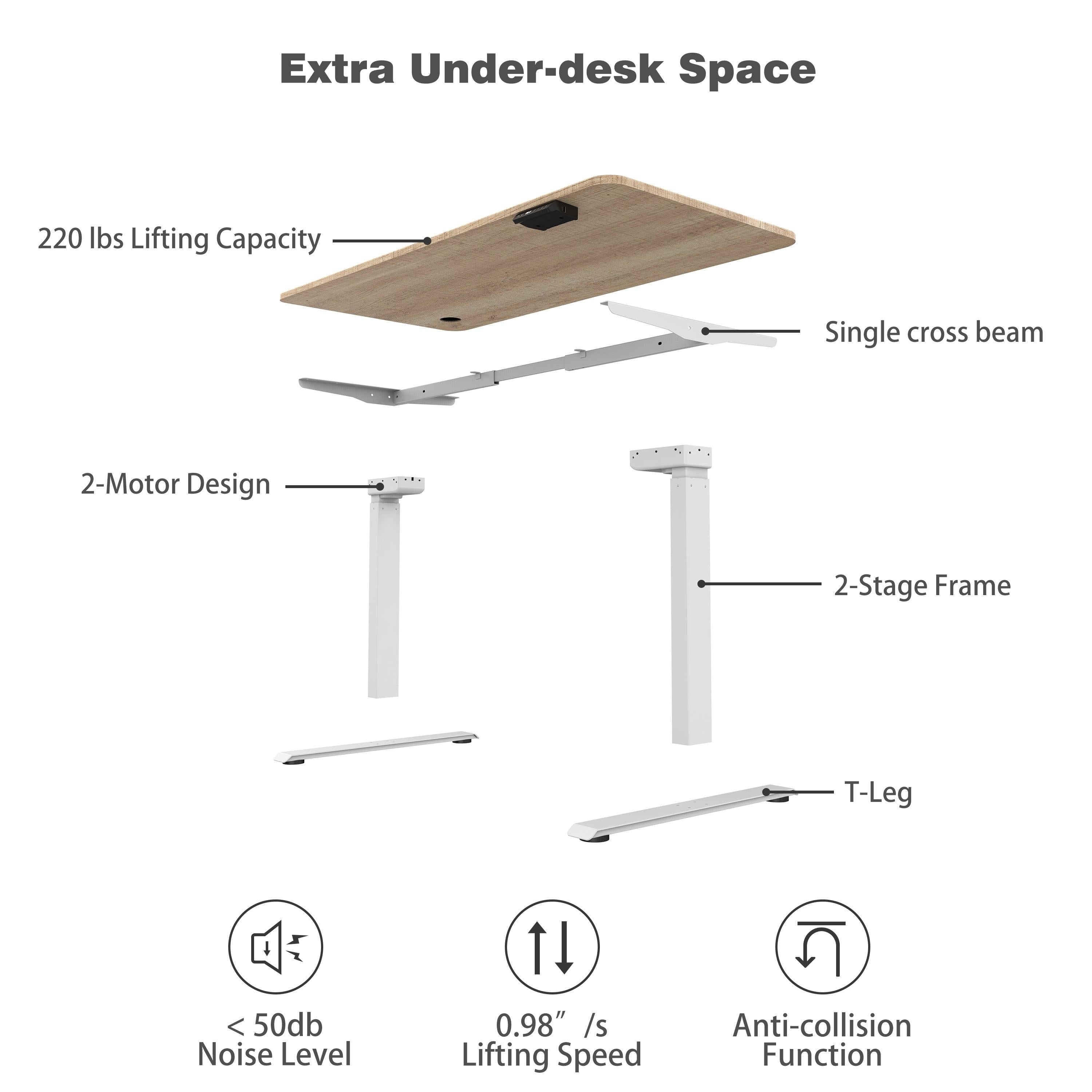 Ergonomic Standing Desk Base Workstation Frame Only，silver grey