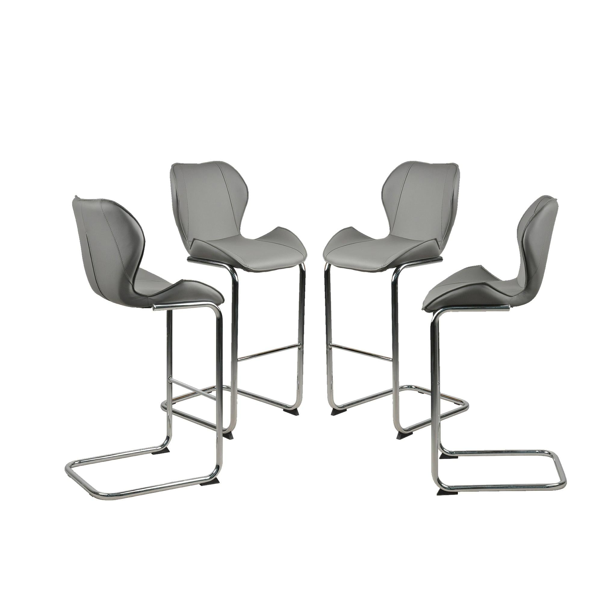 Bar chairModern design for dining and kitchen barstool with metal legs set of 4 (Grey)