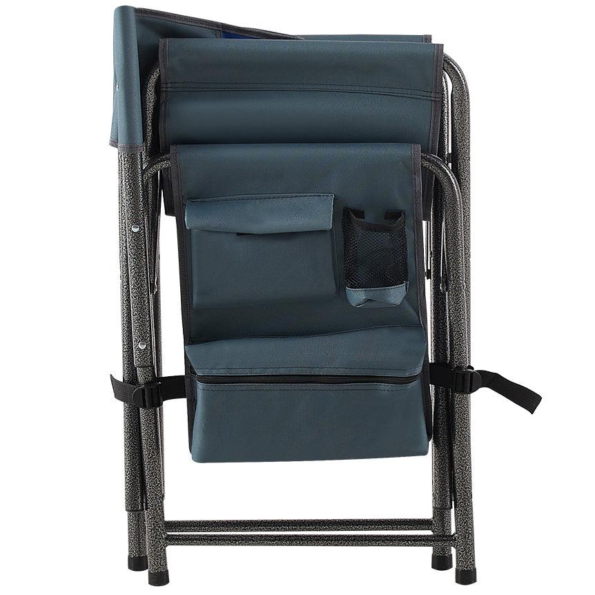 1-piece Padded Folding Outdoor Chair withStorage Pockets,Lightweight Oversized Directors Chair for indoor, Outdoor Camping, Picnics and Fishing,Blue/Grey