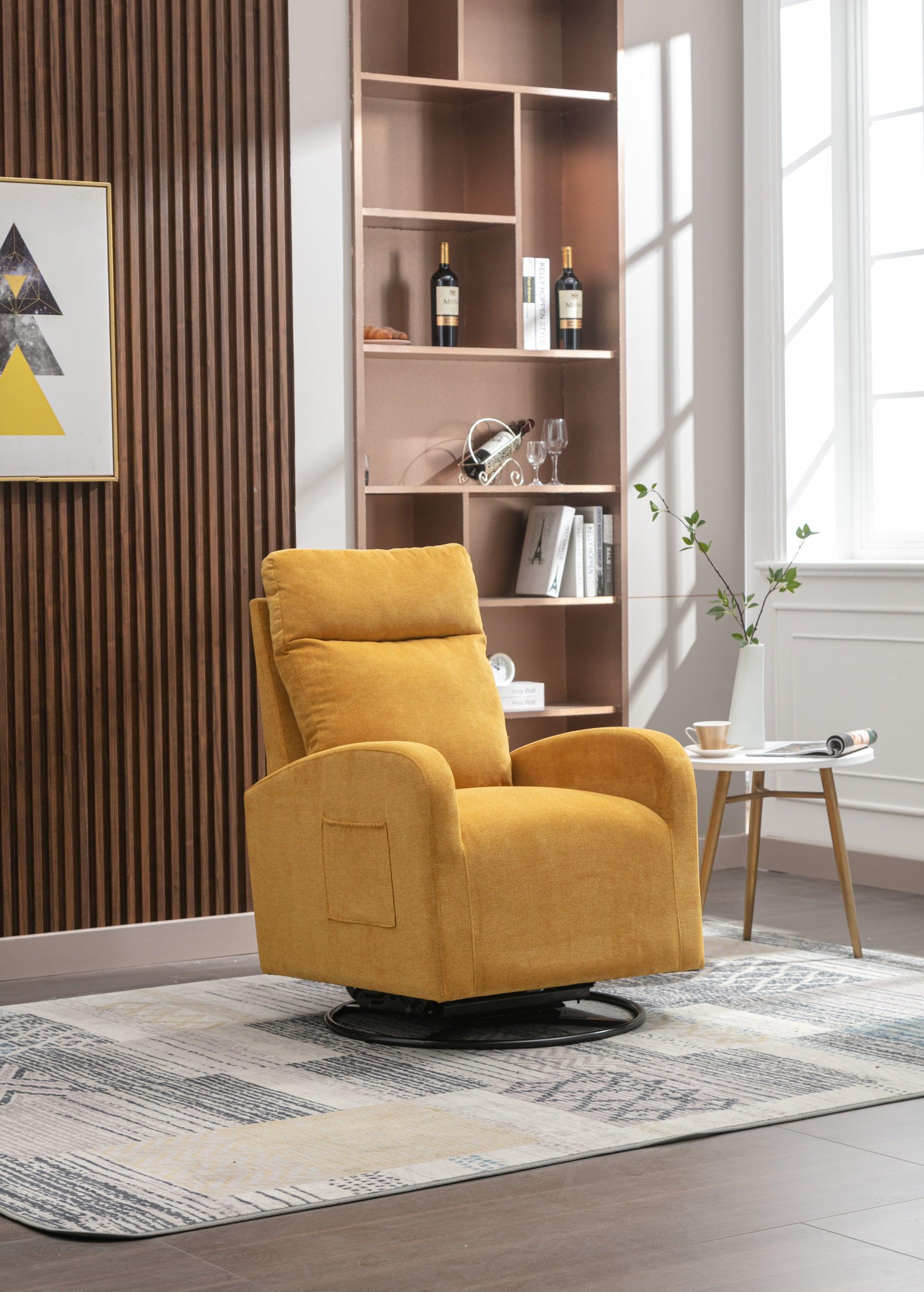 Upholstered Swivel Glider.Rocking Chair for Nursery in Yellow.Modern Style One Left Bag image