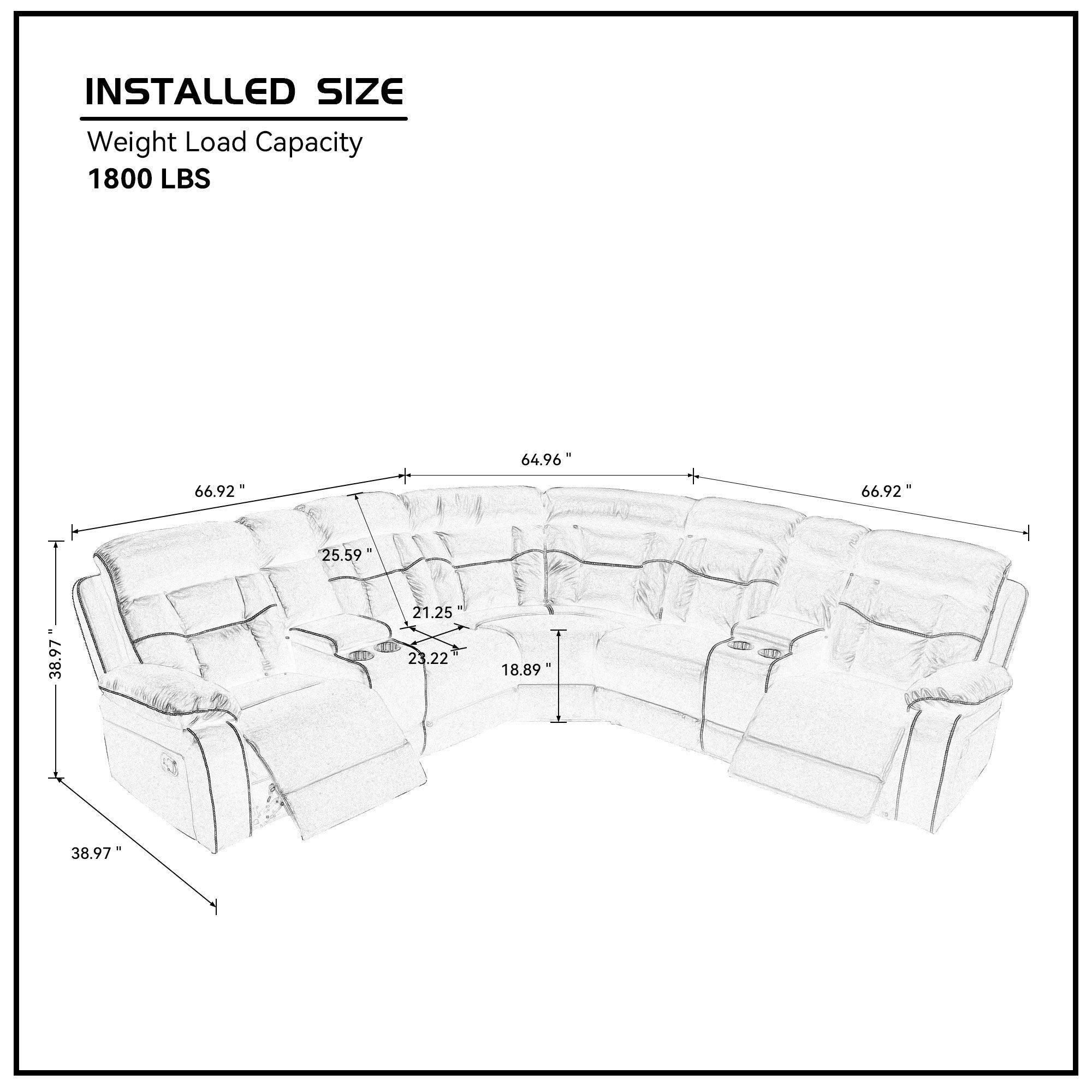 Sectional Sofa with Manual Reclining Brown