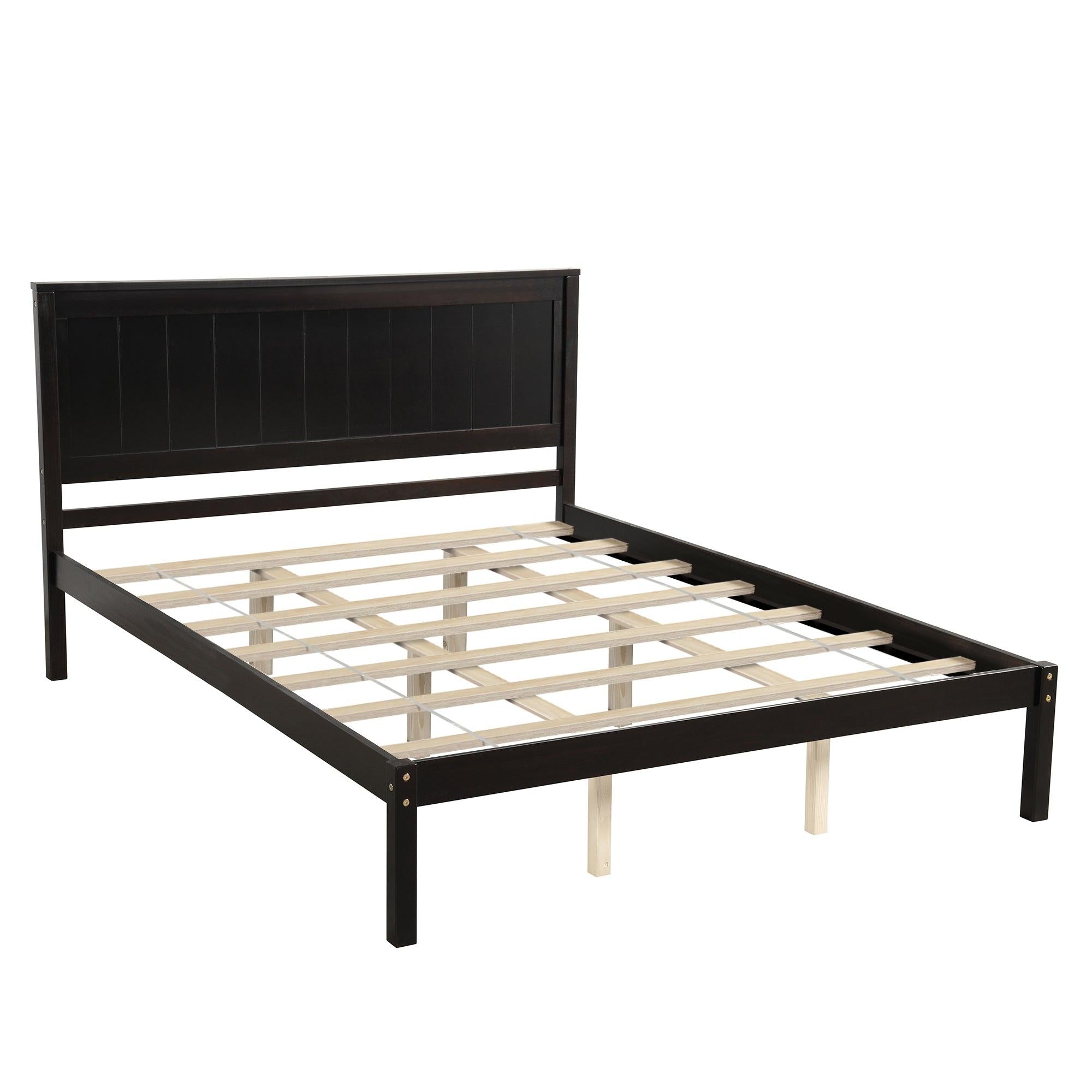 Platform Bed Frame with Headboard , Wood Slat Support , No Box Spring Needed ,Queen,Espresso