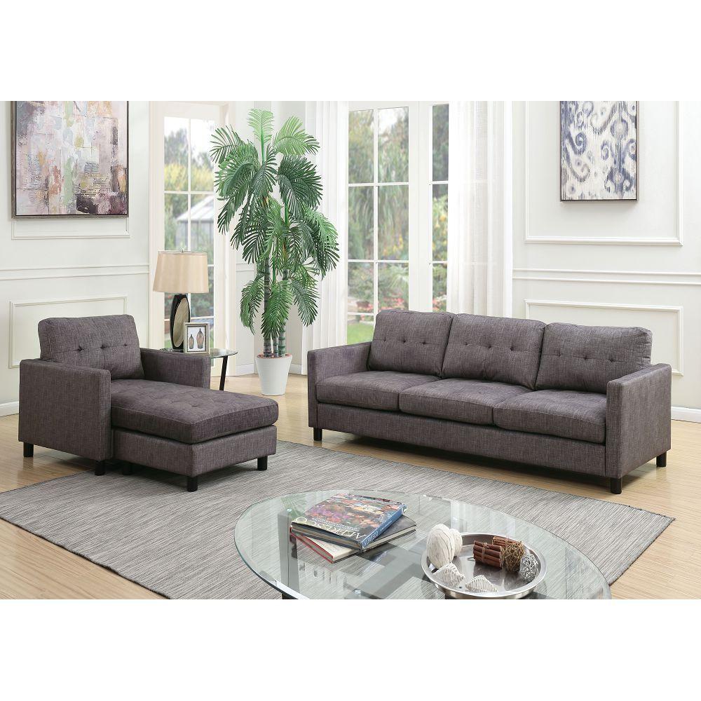 ACME Ceasar Sectional Sofa in Gray Fabric 53315 image