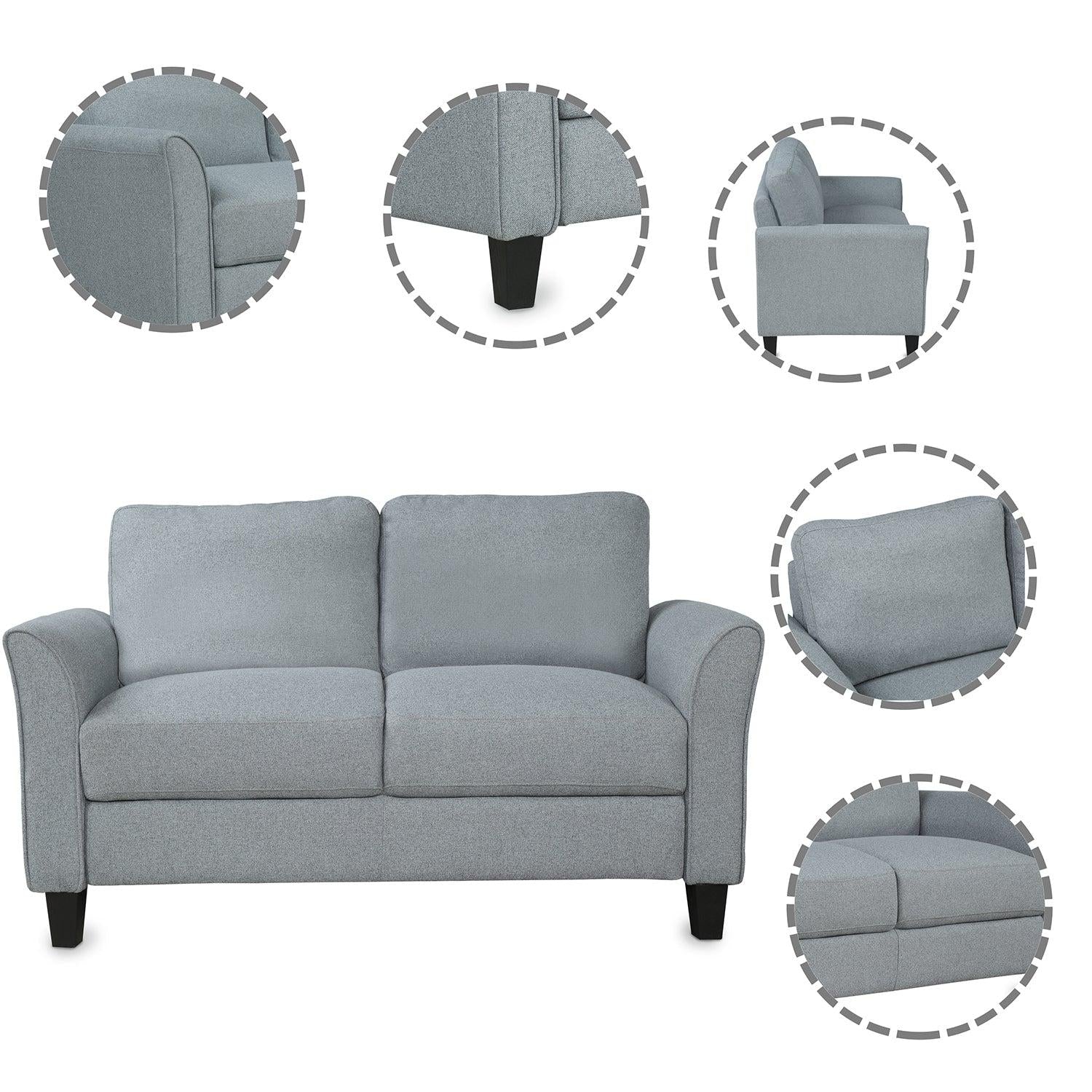 Living Room Furniture Love Seat Sofa Double Seat Sofa (Loveseat Chair)(Gray)