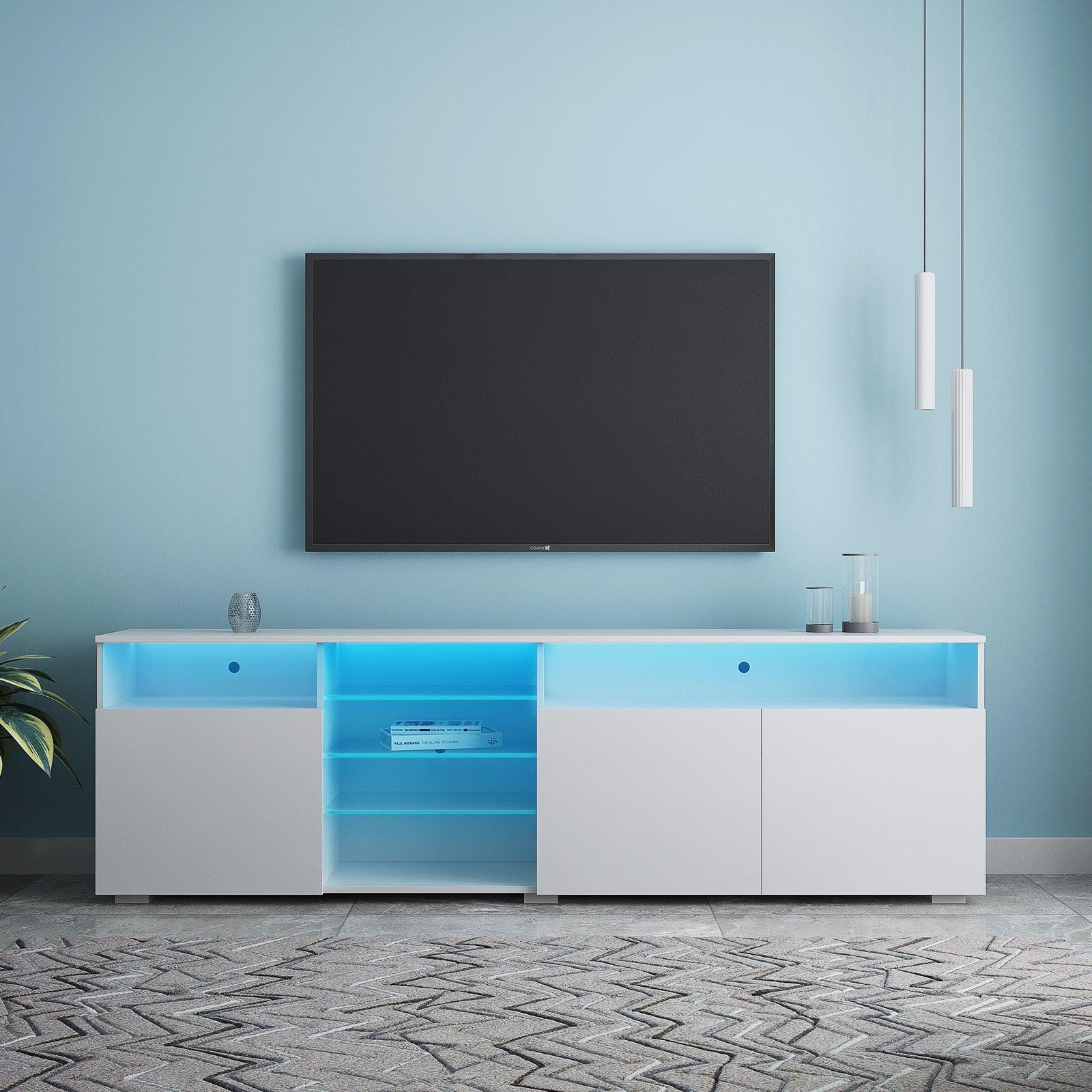 TV Stand  High Gloss DoorsModern TV Stand LED (White) image