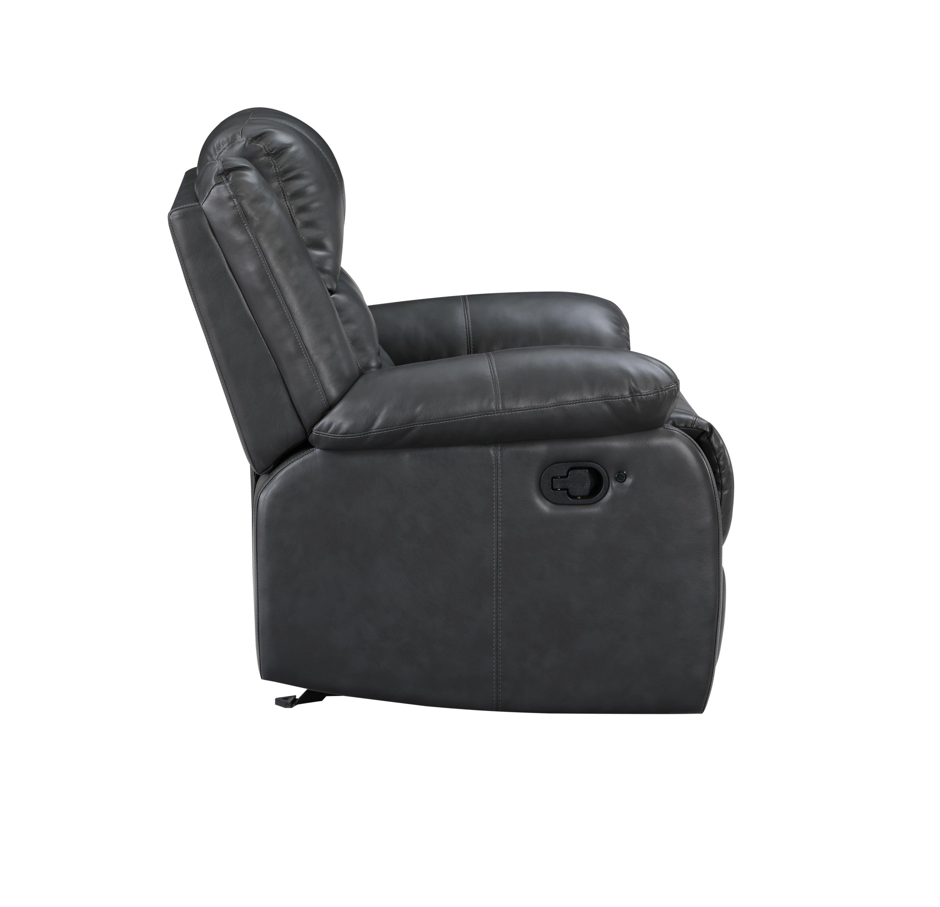 Martin Manual Reclining Chair finished with Faux Leather/ Wood in Gray