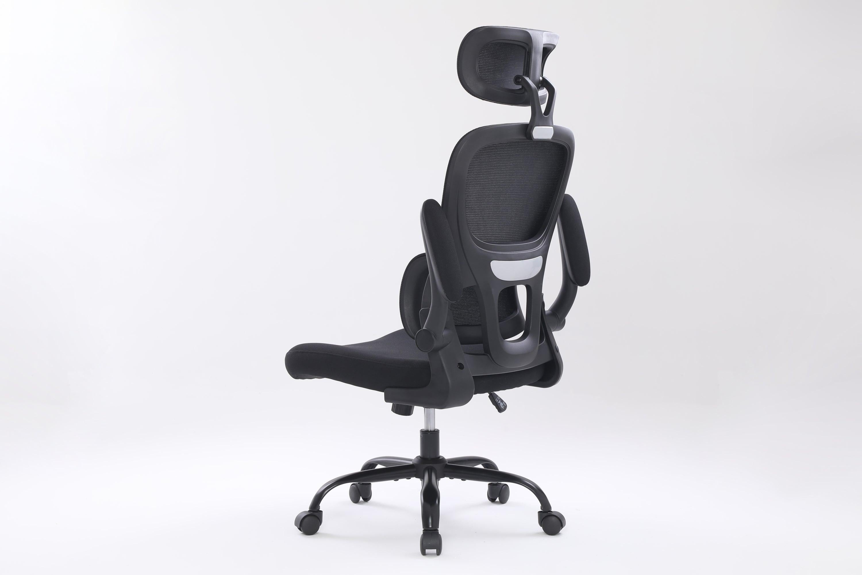 Ergonomic Office Chair Lumbar Support, High Back Computer Chair with Reversible Armrest & Adjustable Headrest for Adults, Ergonomic Chair with Wheels for Home Office