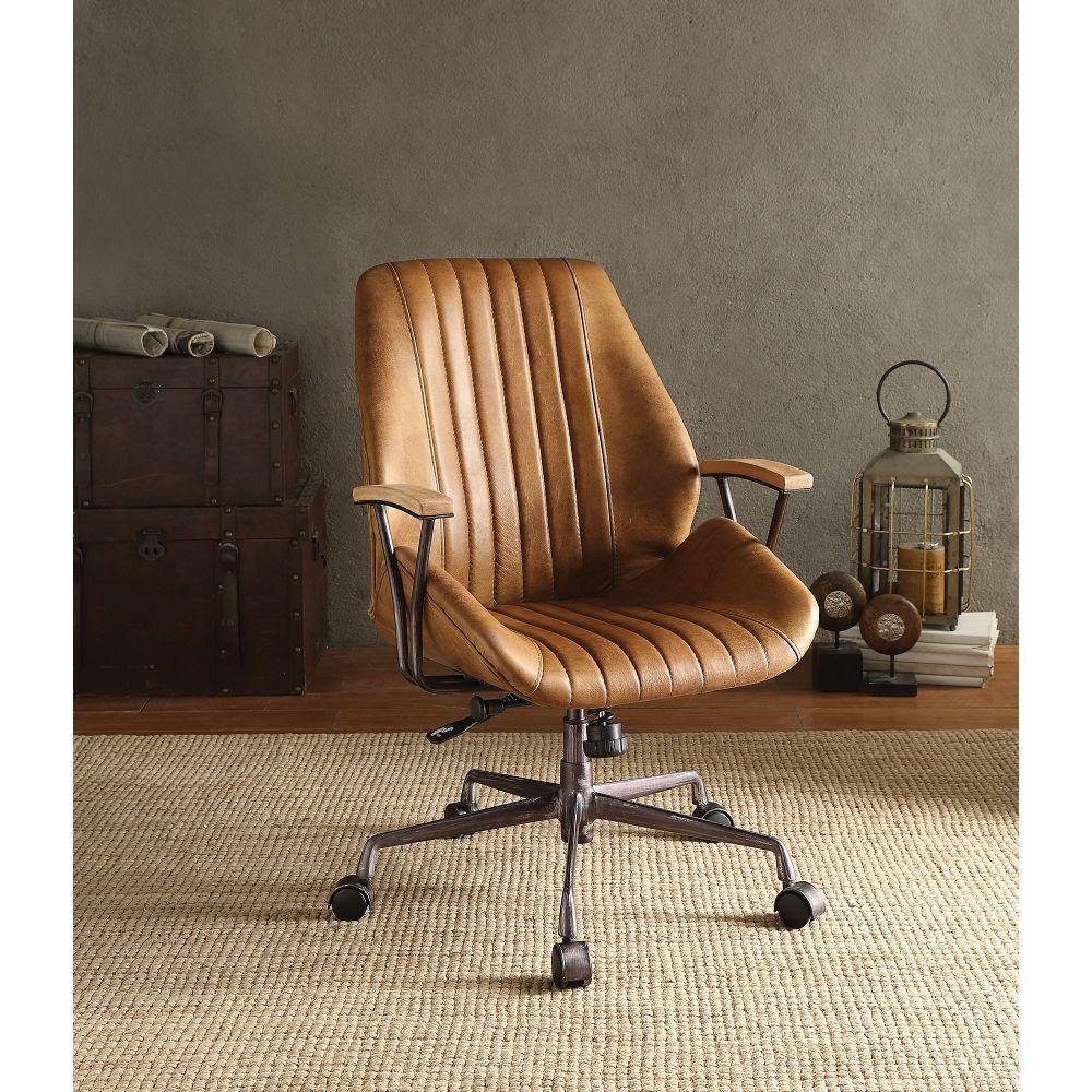 ACME Hamilton Office Chair in Coffee Top Grain Leather 92412 image