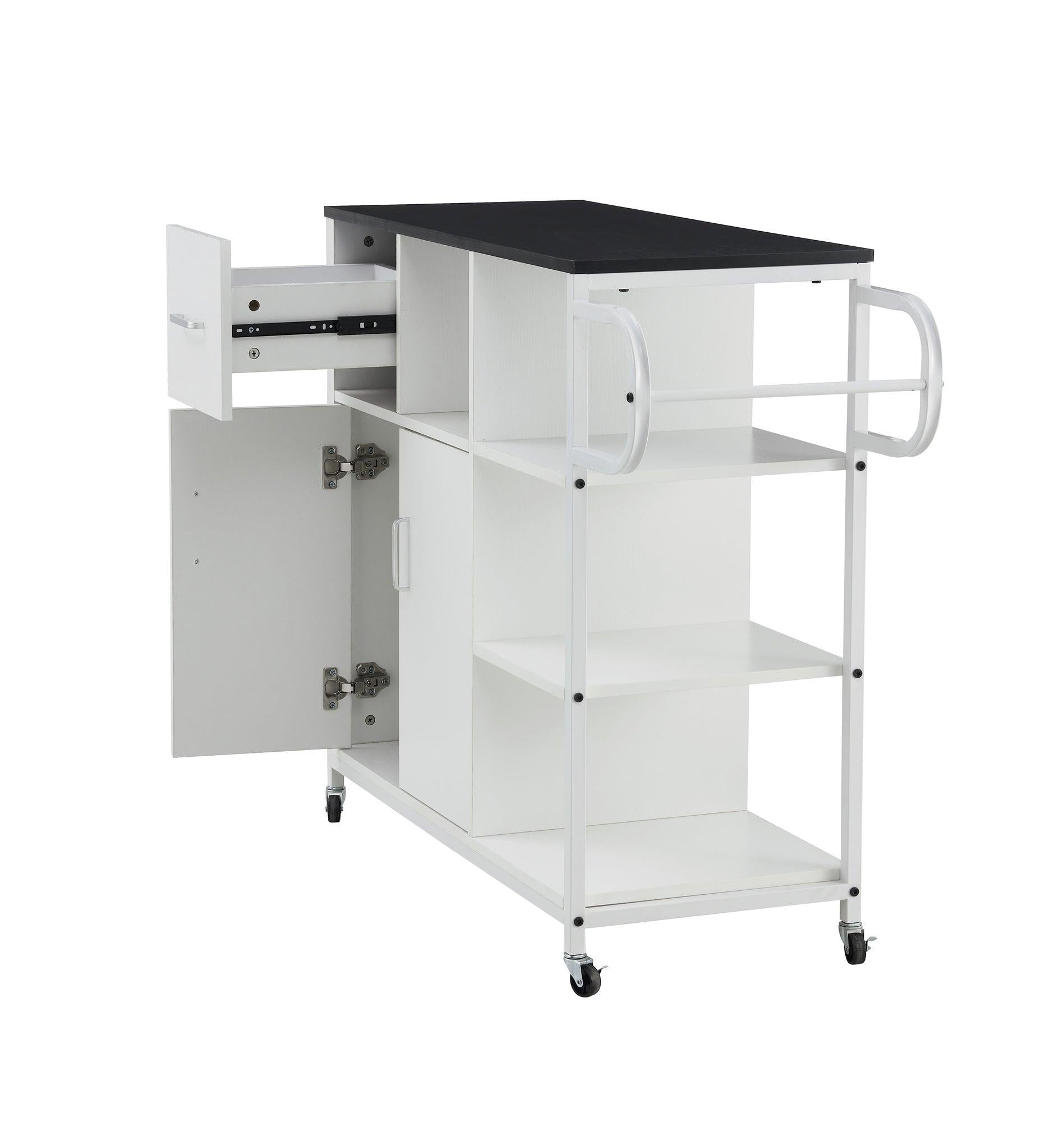 KITCHStorage cabinet WHITE-Black, move with roller..